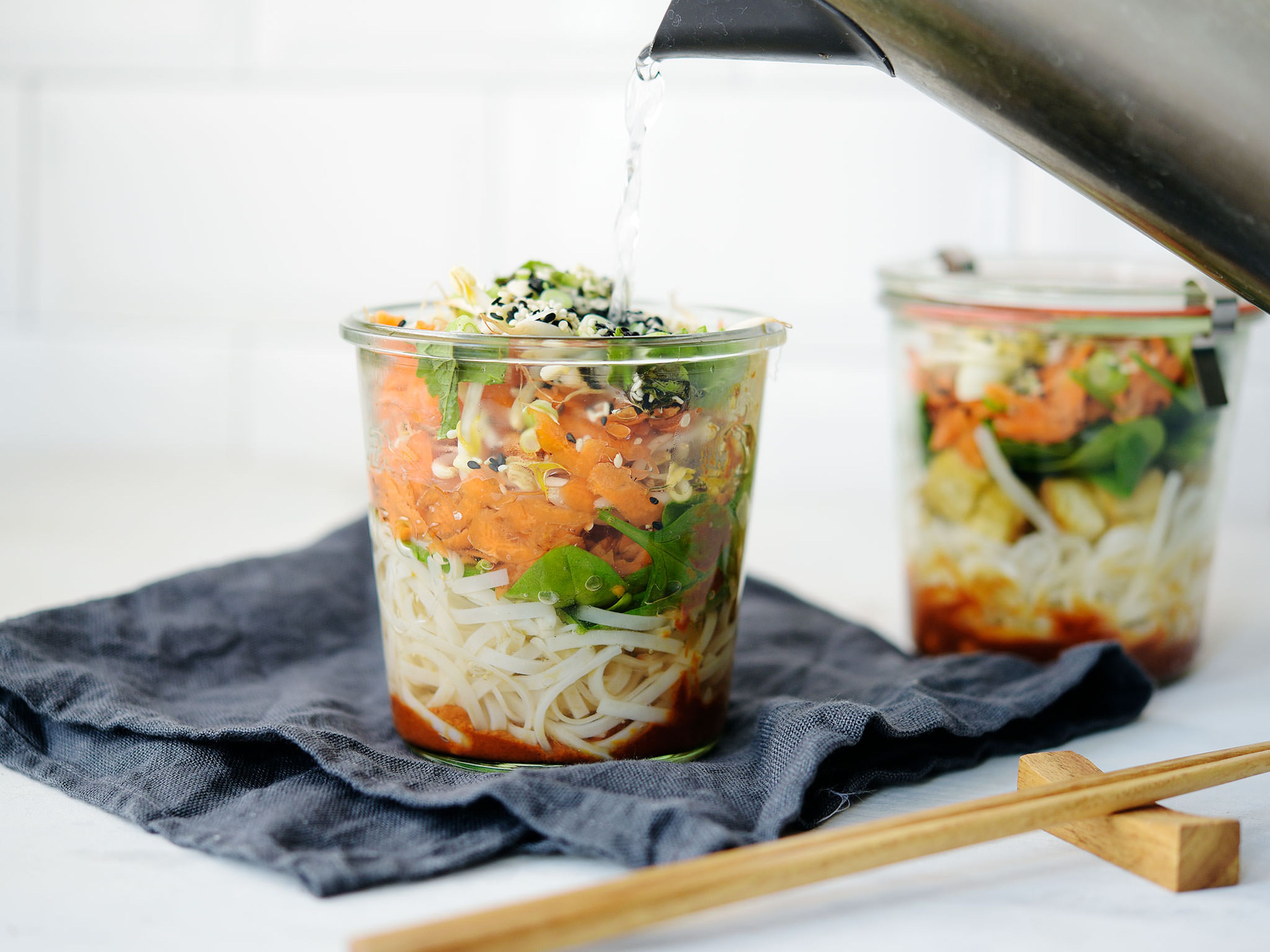 Noodle soup in a jar