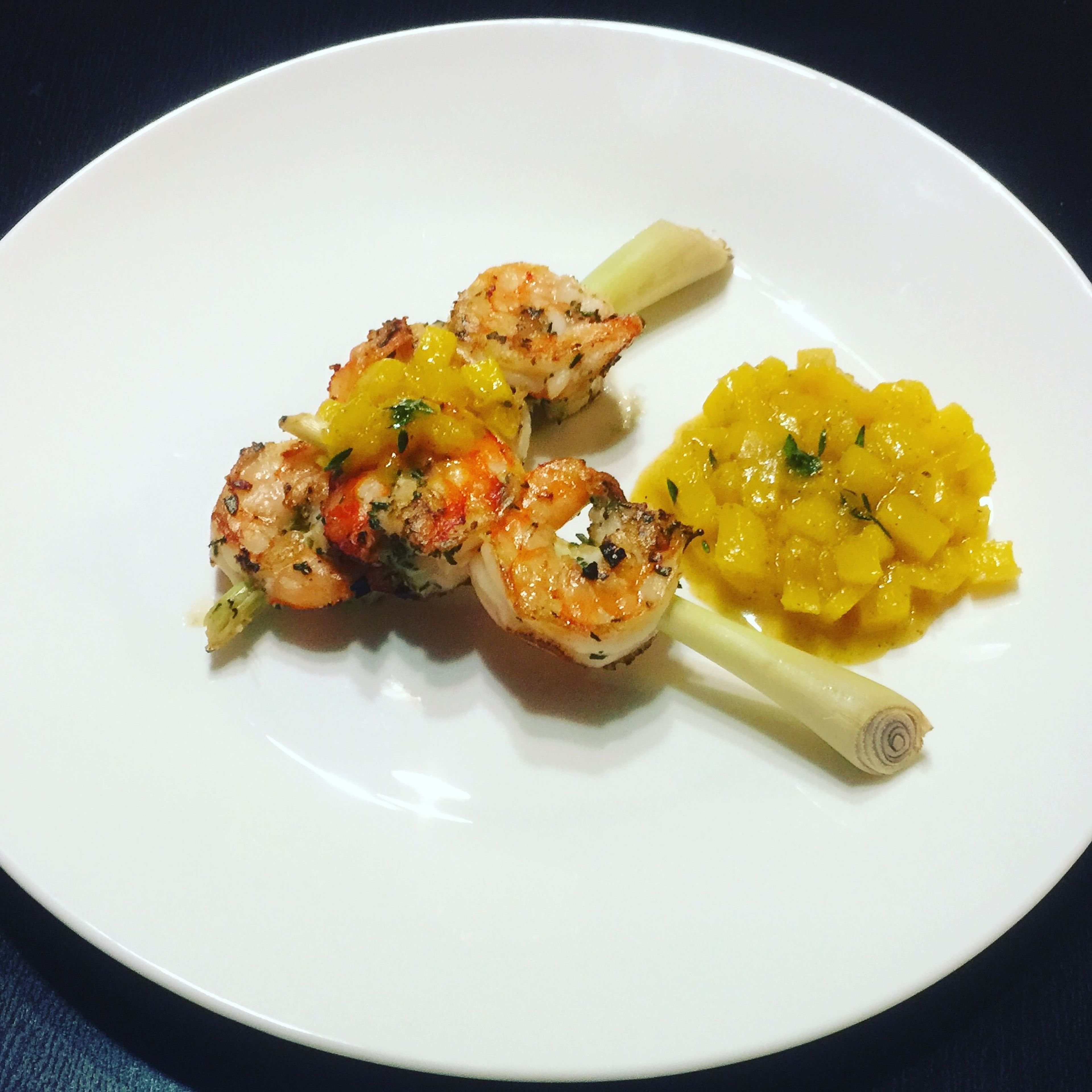 Marinated shrimp with mango salsa