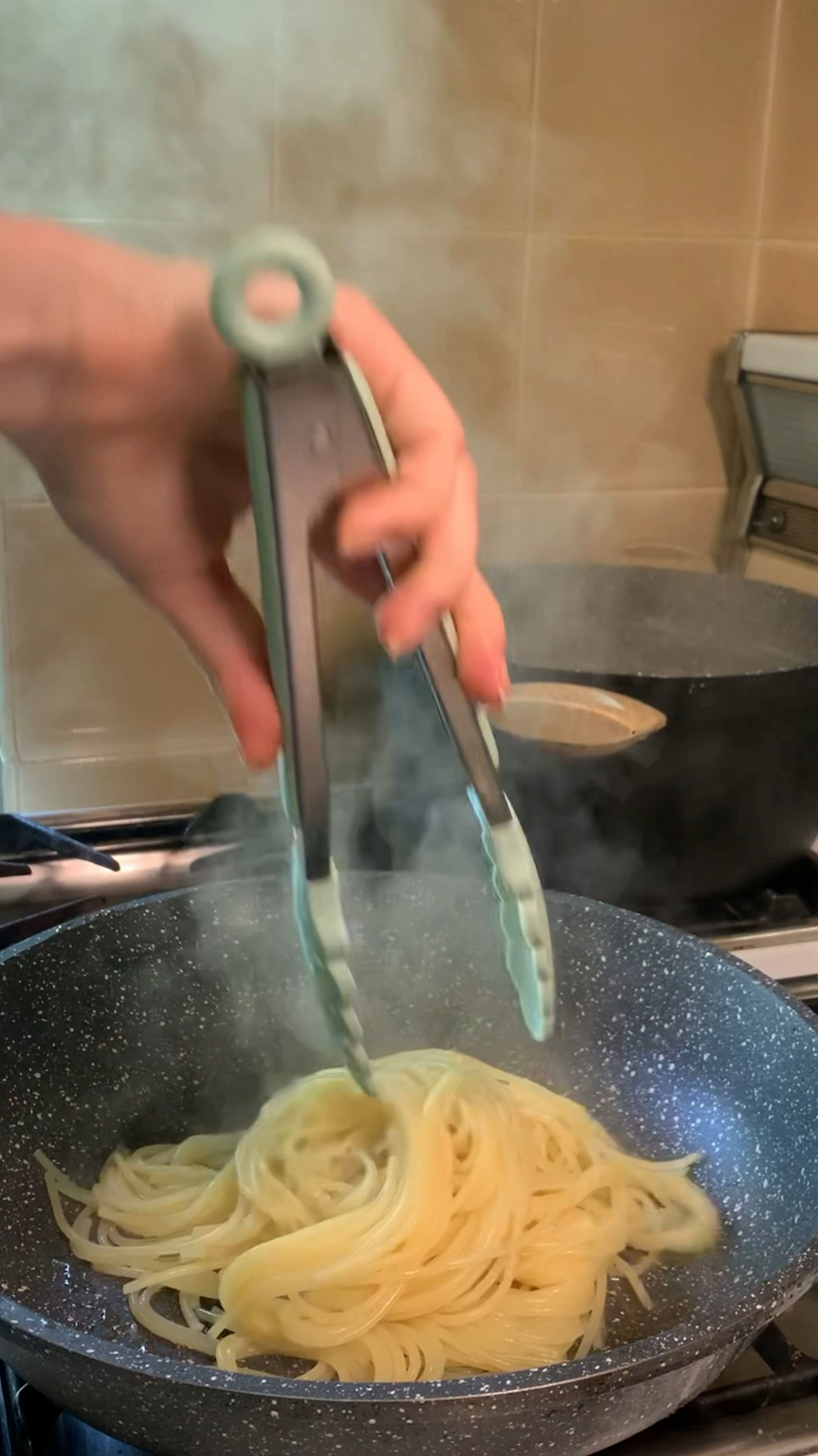 Now the most important part! Save some pasta water and take off the heat the skillet where you gonna mix pasta with the sauce.