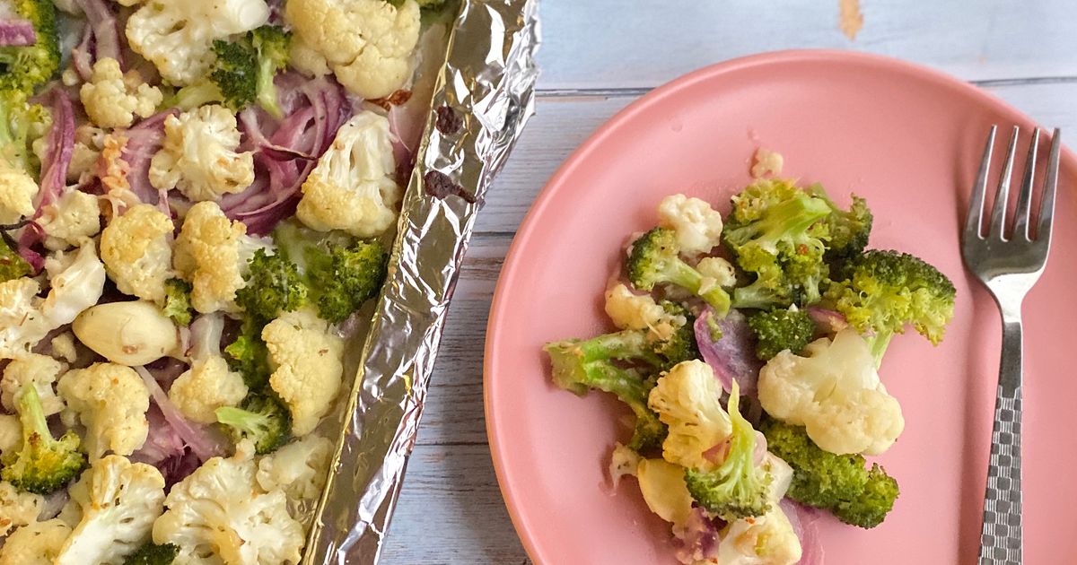 Roasted Broccoli and Cauliflower with garlic Recipe Kitchen Stories