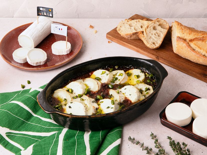 Gebackener Dip mit Ziegenkäse aus Frankreich und Feigen