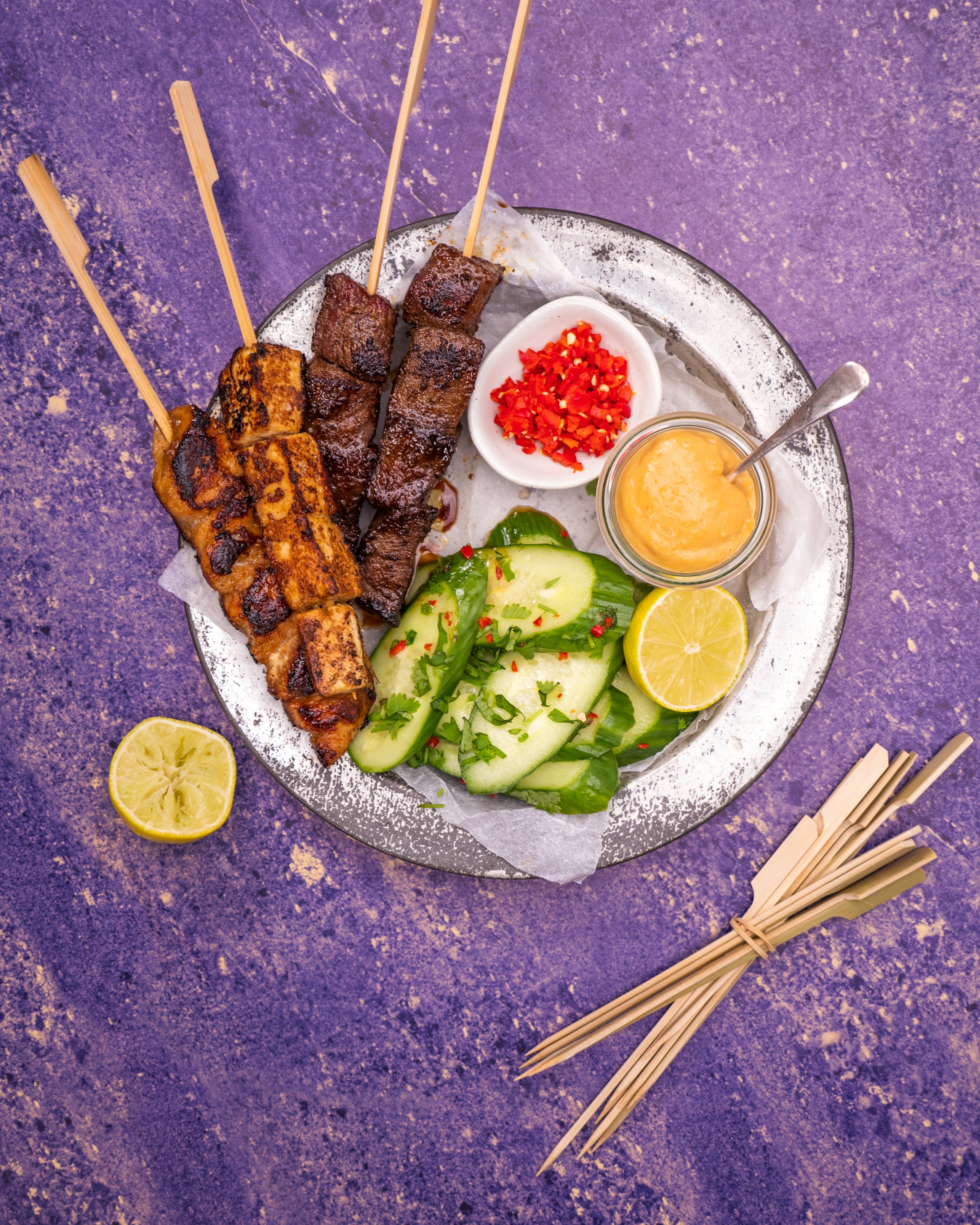 Hirschsteak Saté-Spieße