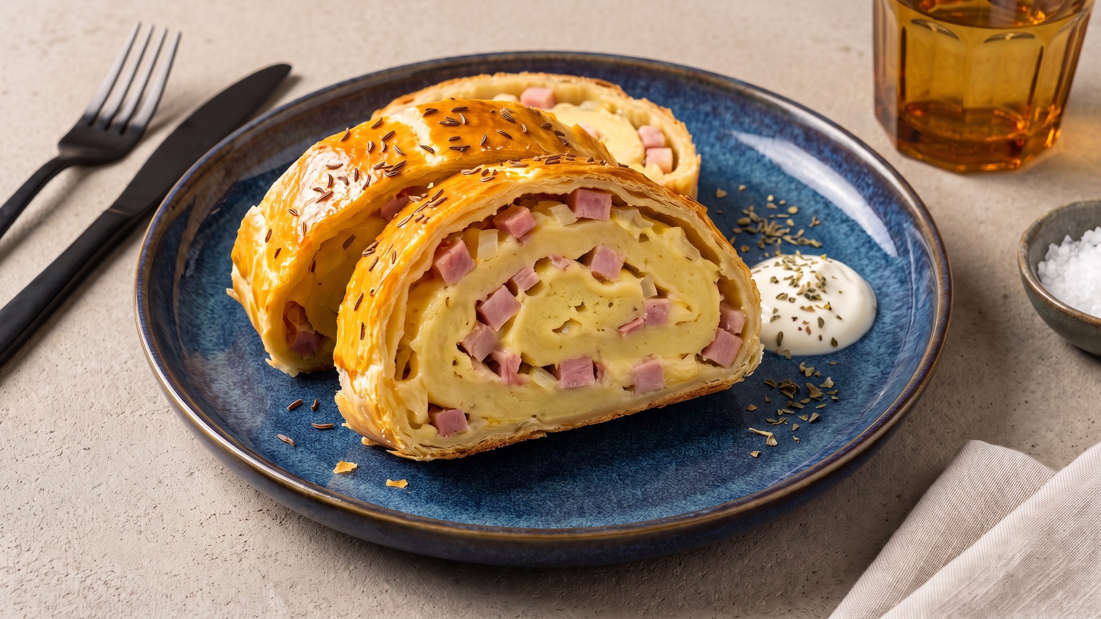 Kartoffelstrudel mit Schinken: herzhafter Ofenliebling