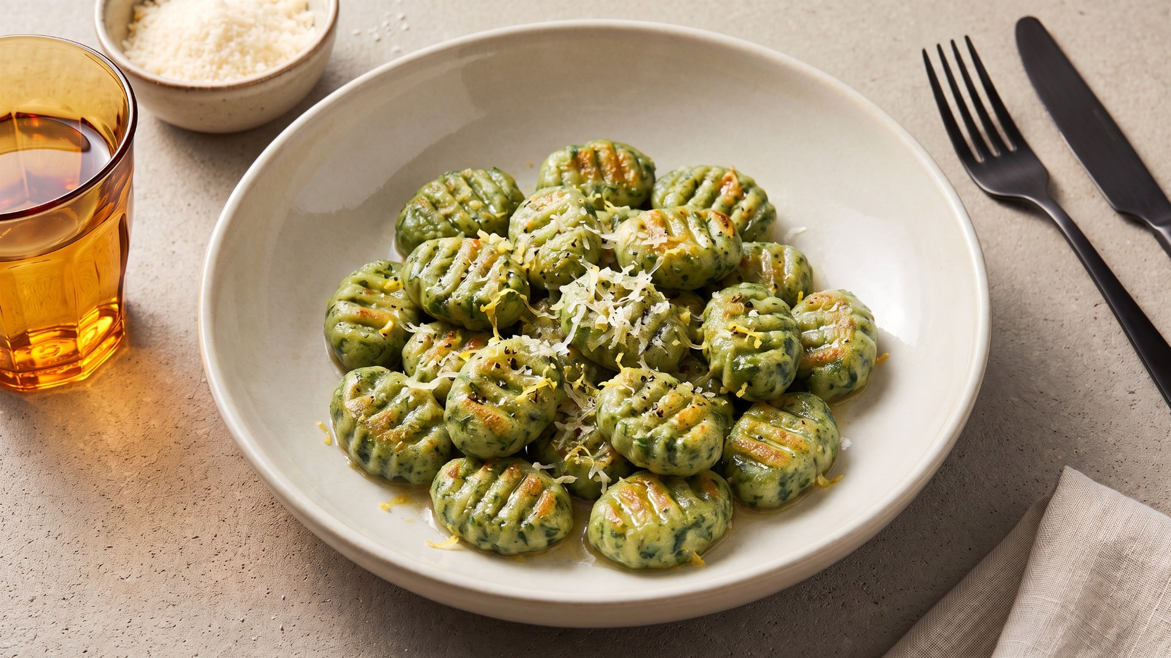 Hausgemachte Spinat-Gnocchi in Zitronenbutter