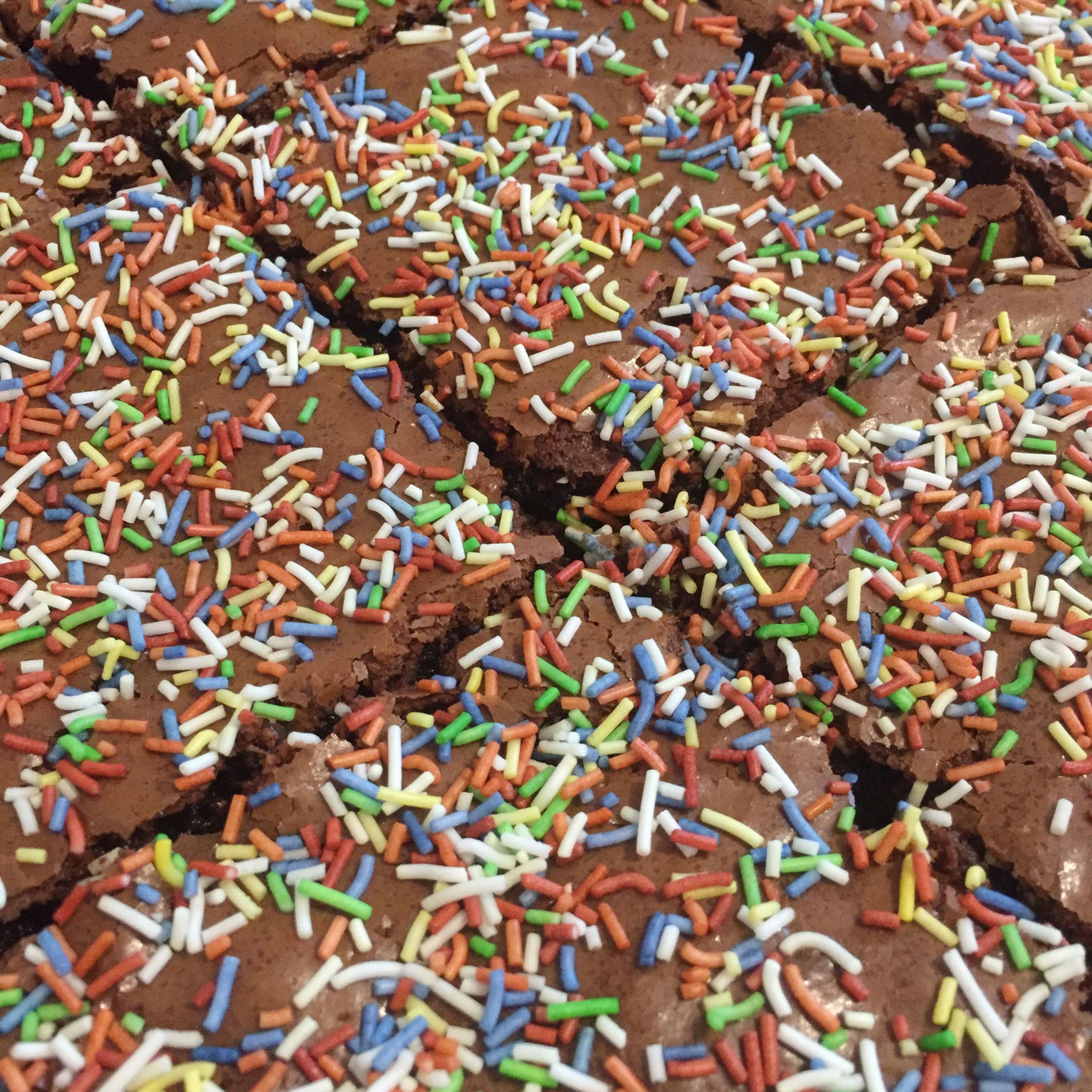 Kids' party chocolate cake with sprinkles