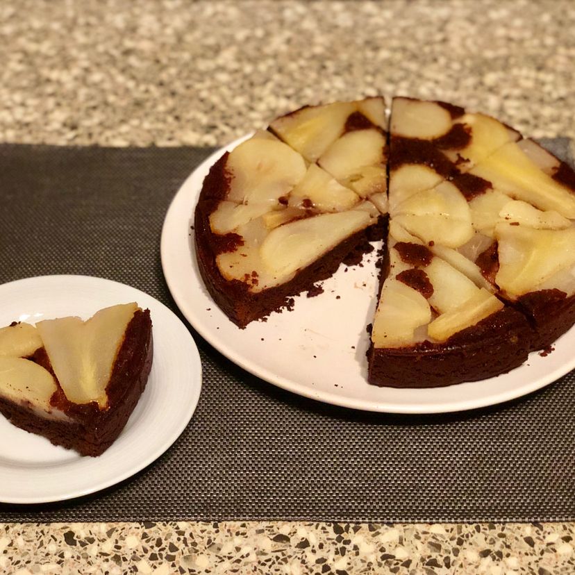 Upside-Down Pear Chocolate Cake