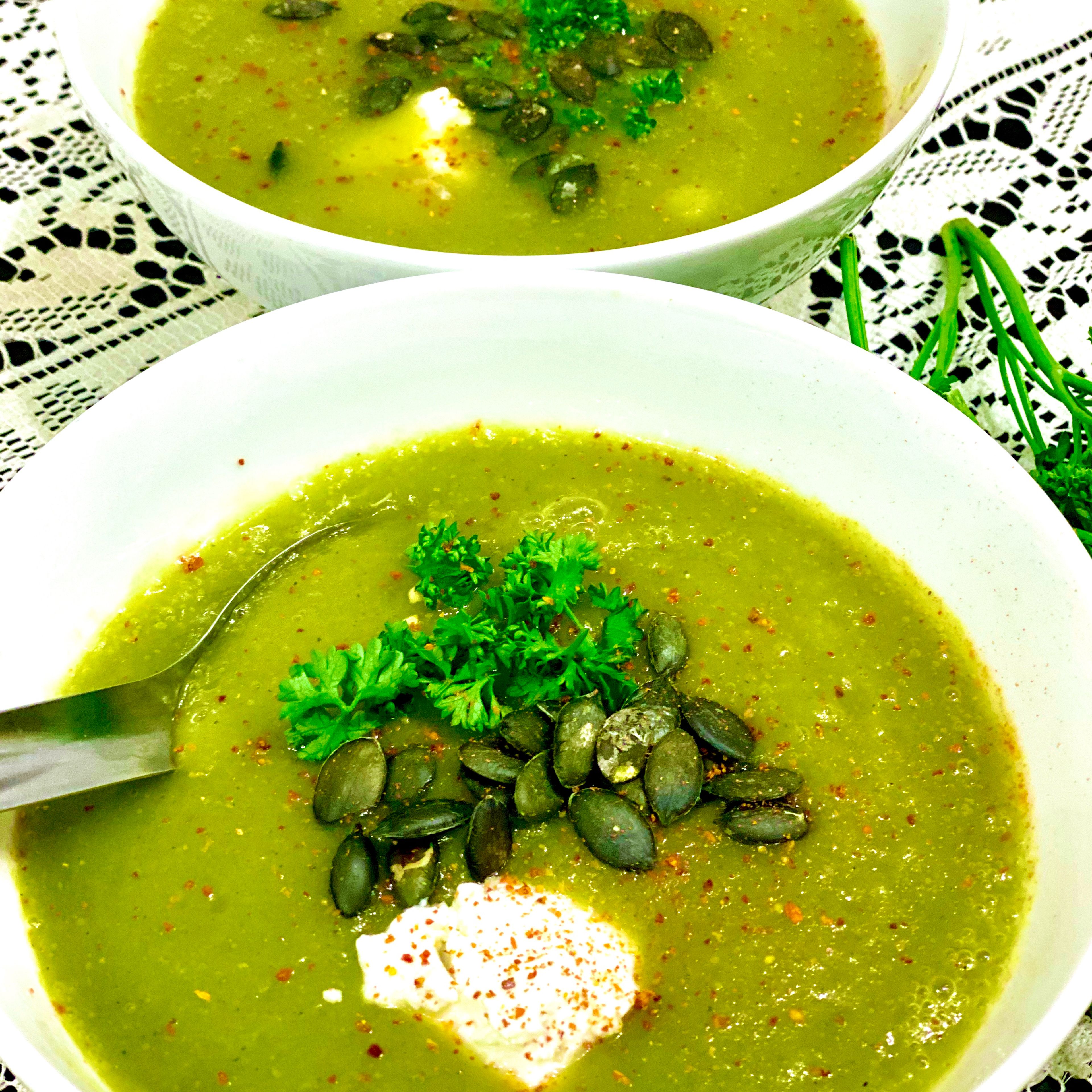 Green soupe with a French touch