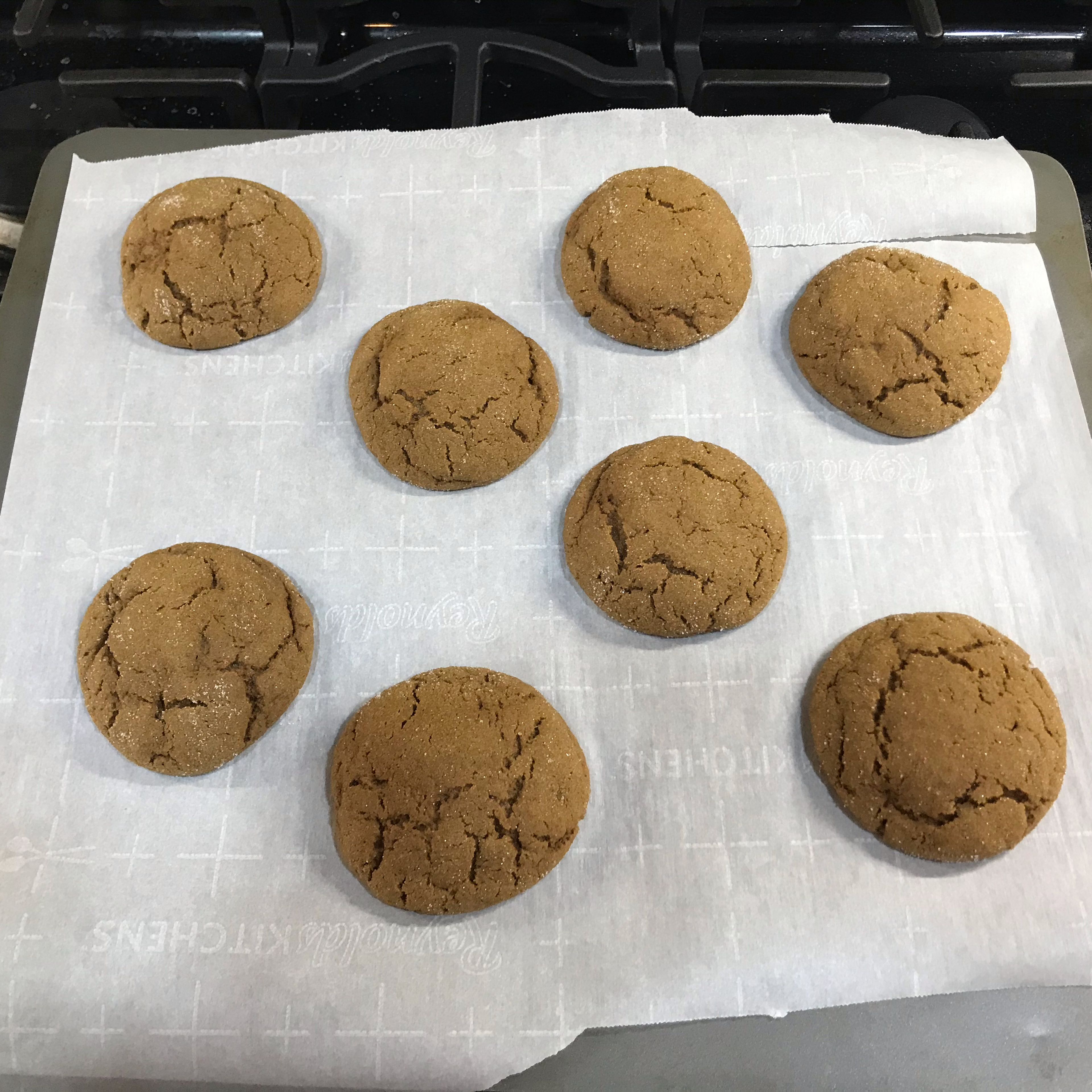 Bake for 12-15 minutes, until the top is crackly but still soft to the touch. Let the cookies cool on the pan for 10 minutes, then move to cool completely on a cooling rack. The surface will firm up as they cool.
