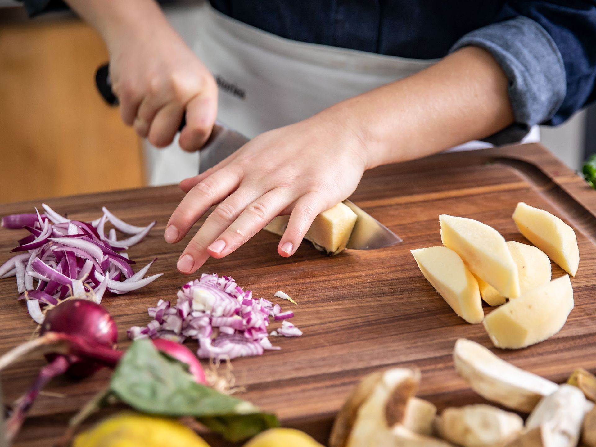 Porcini mushroom omelet with quince relish and pickled red onions