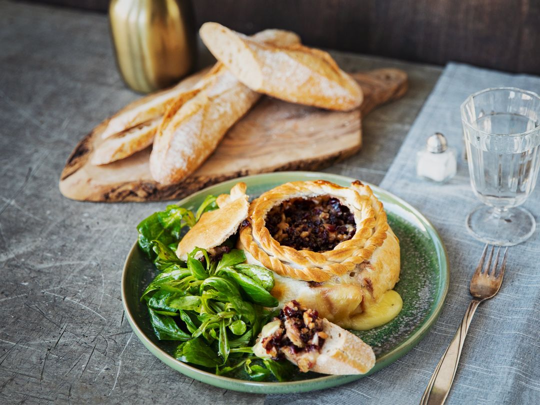 Baked Brie with cranberries and rosemary