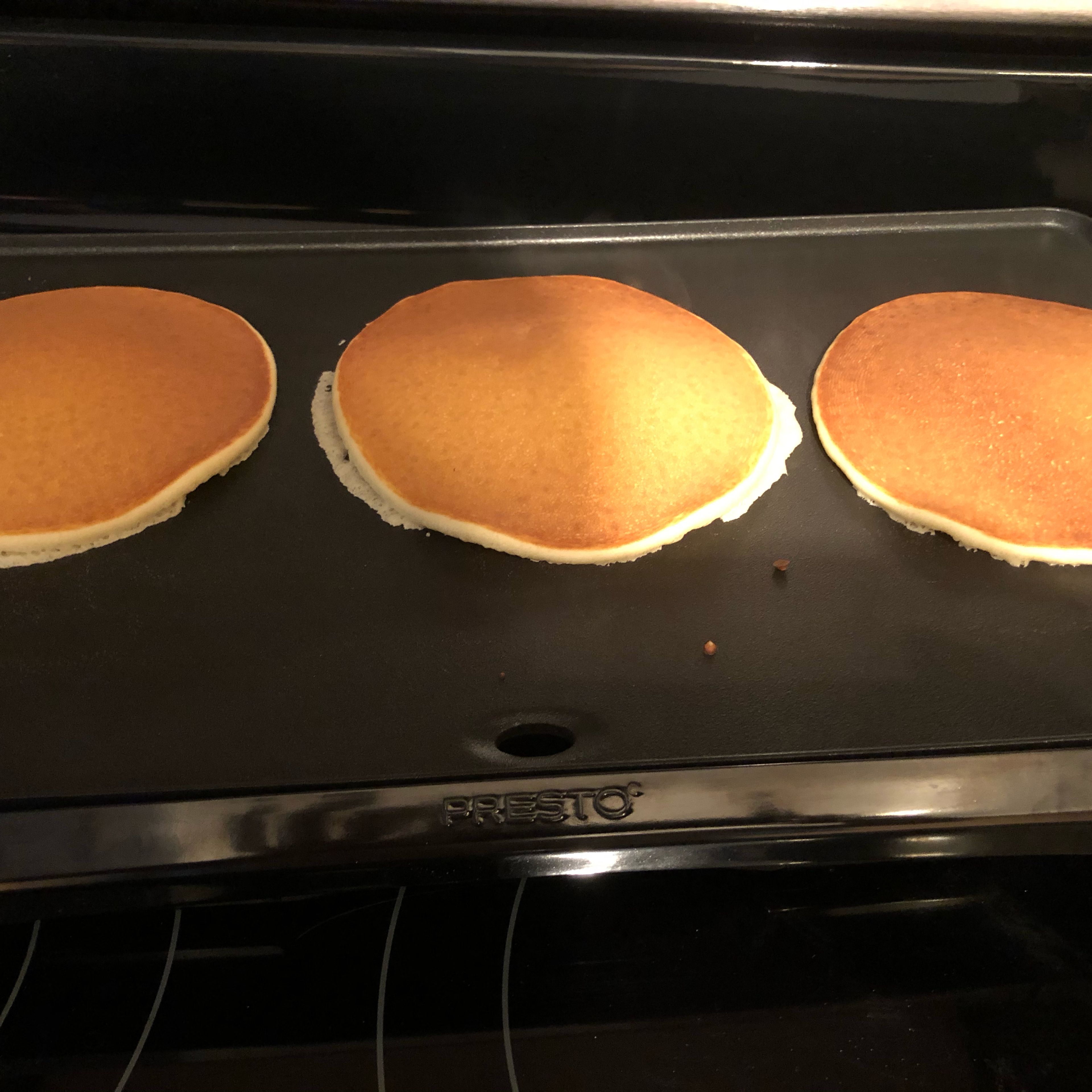 Cooking on the griddle for 2-3 minutes for each side depends how big is the pancake
