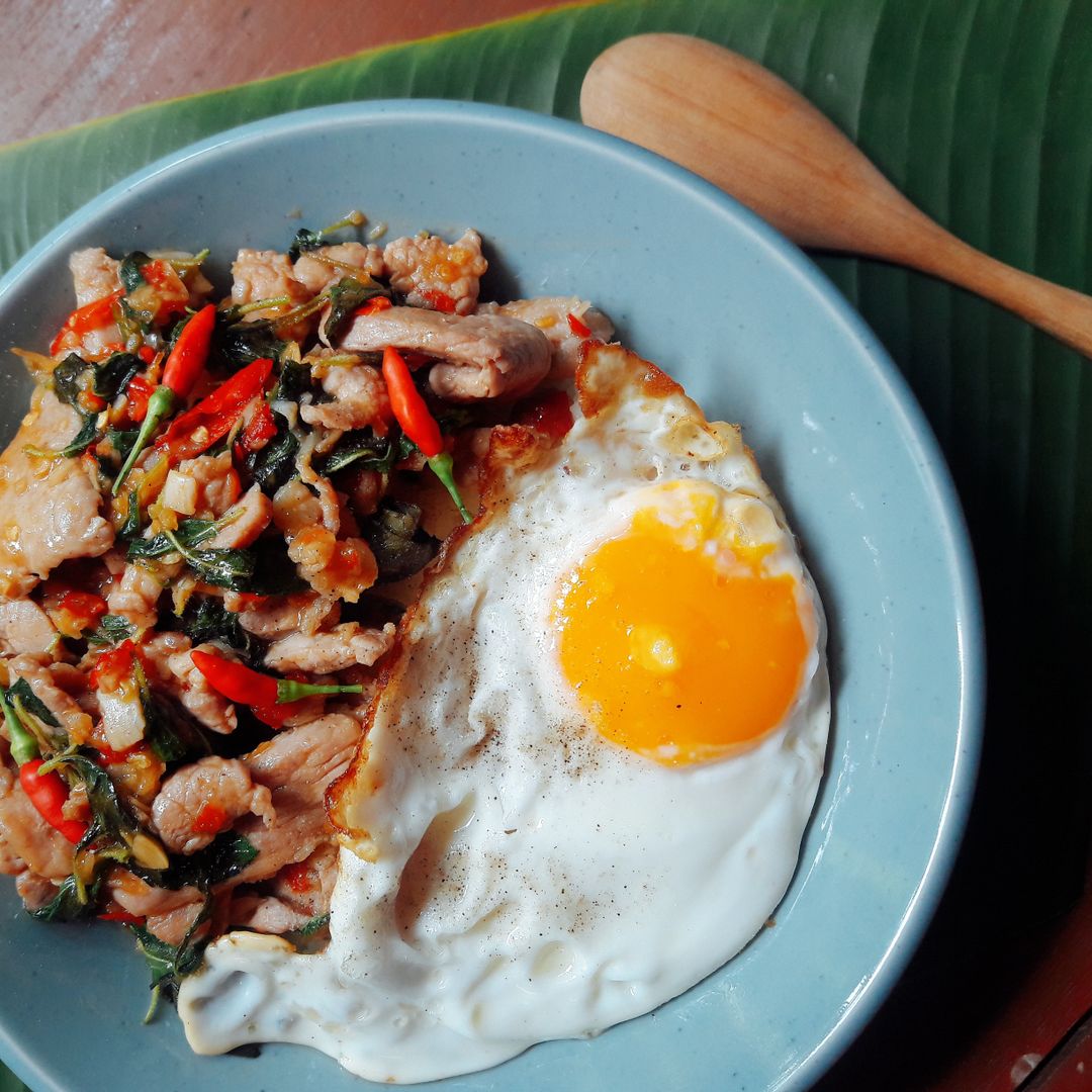 Spicy pork with hot Thai basil