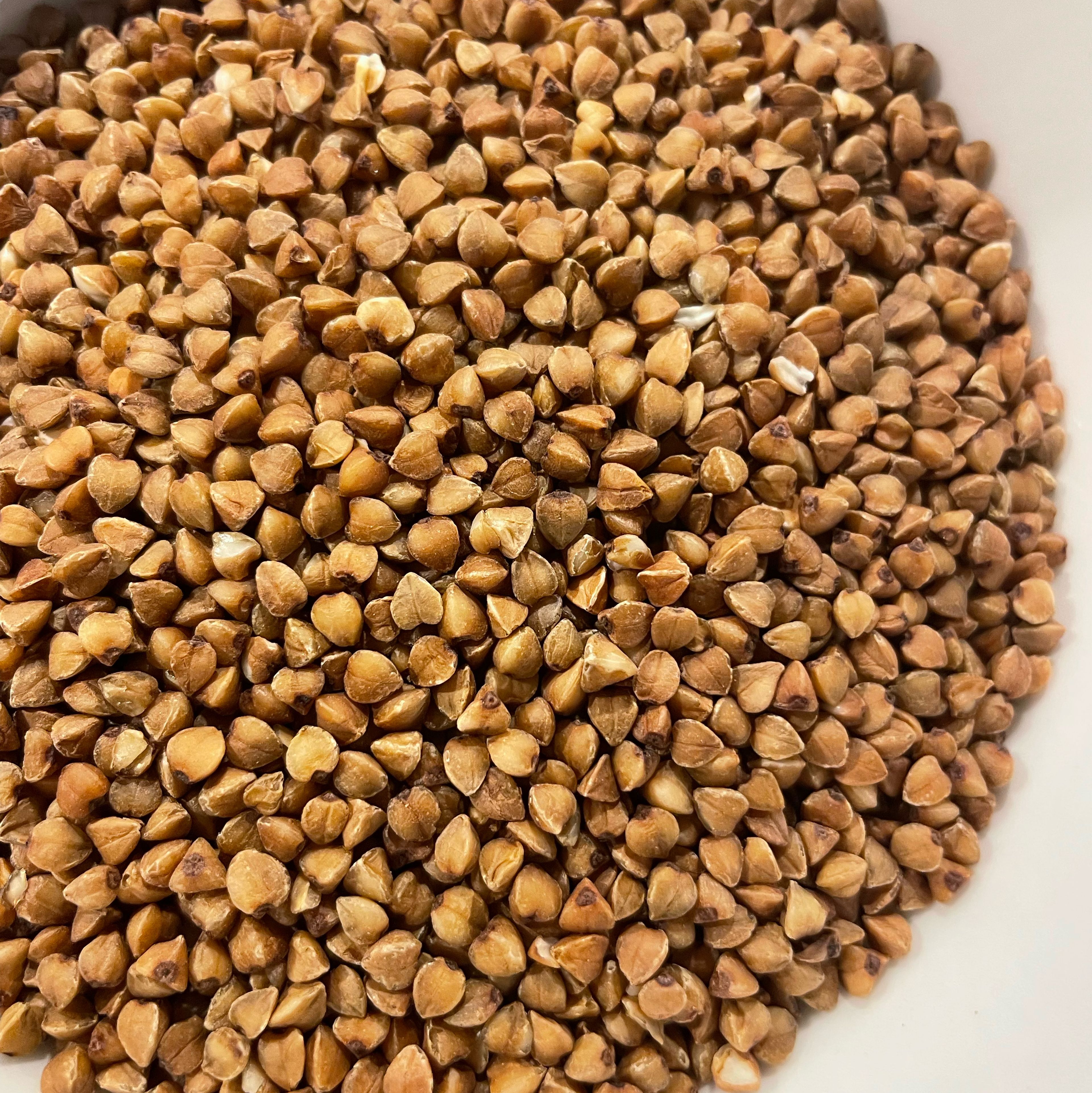 While the hearts are cooking, prepare the buckwheat. Rinse your buckwheat to remove any debris.