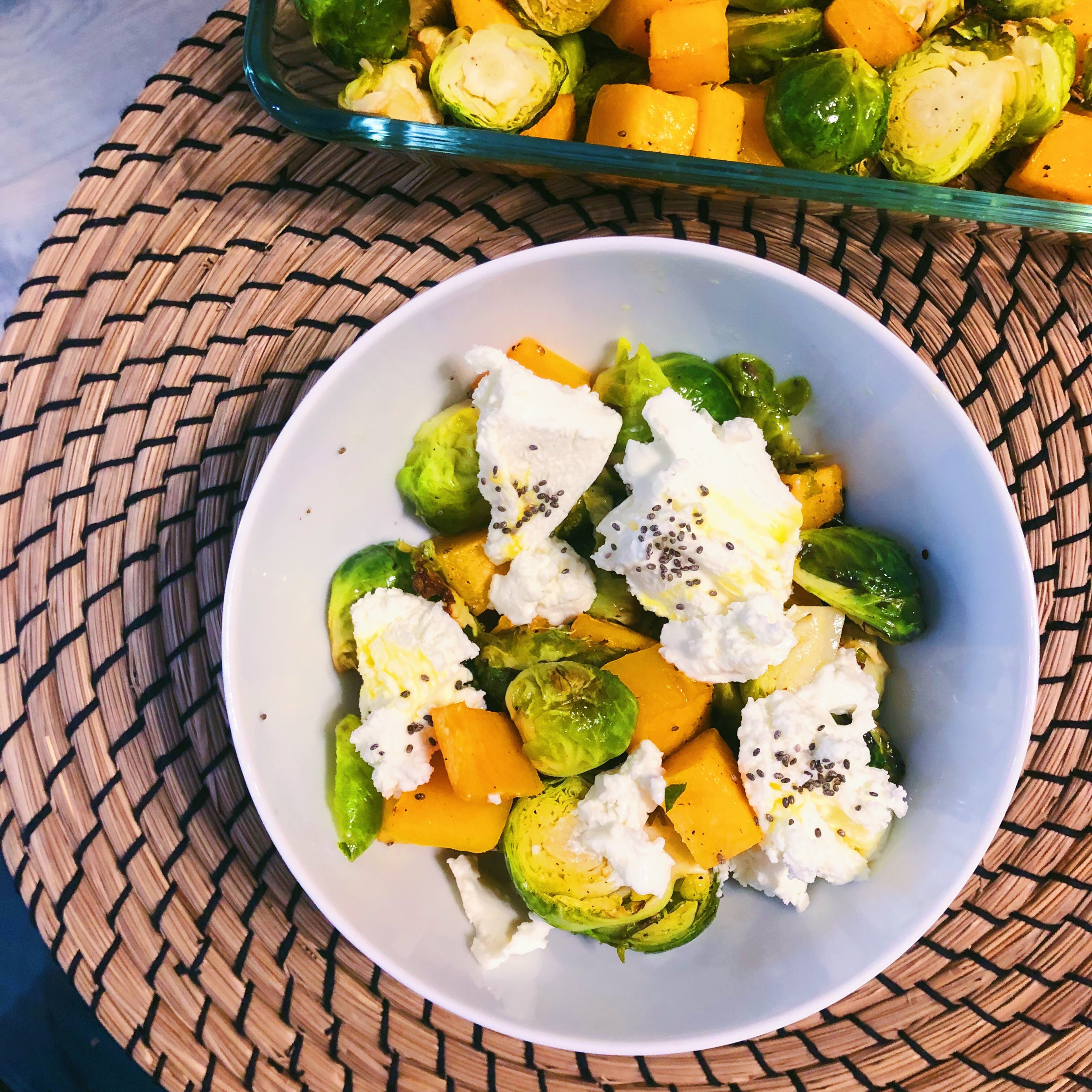 Roasted winter vegetables and goat cheese