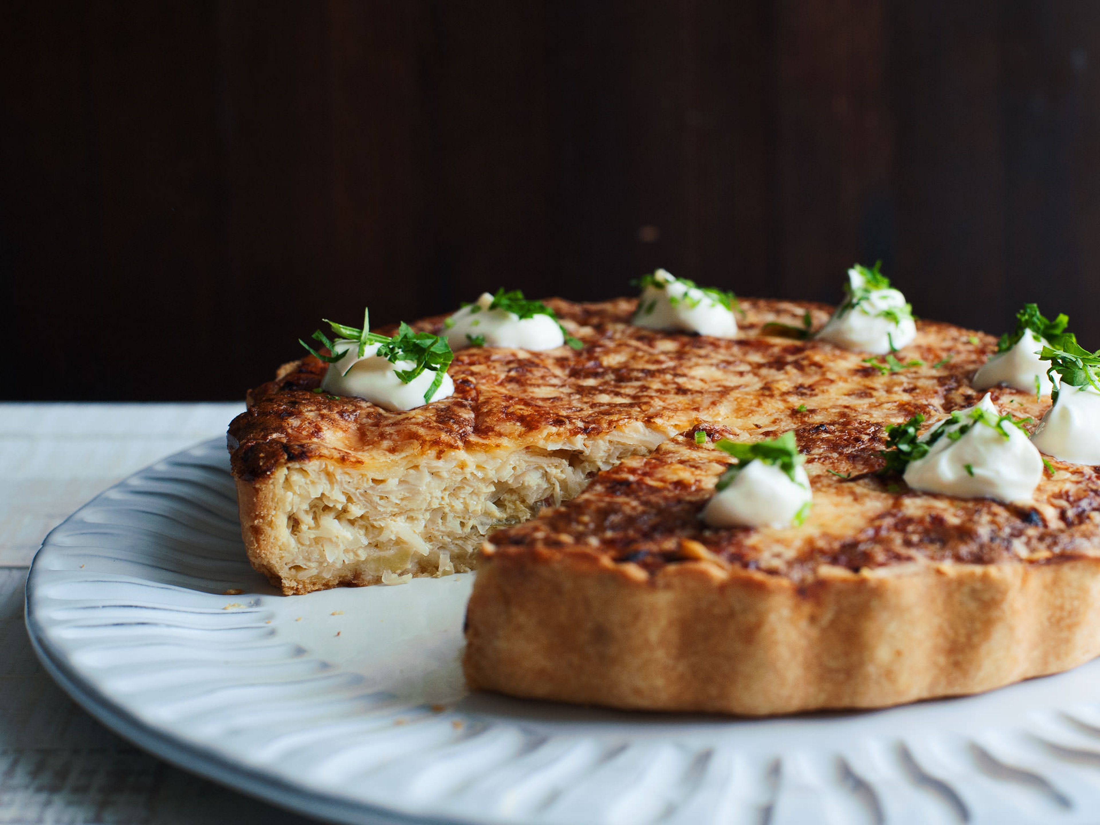 Sauerkraut-Quiche mit Apfel und Speck