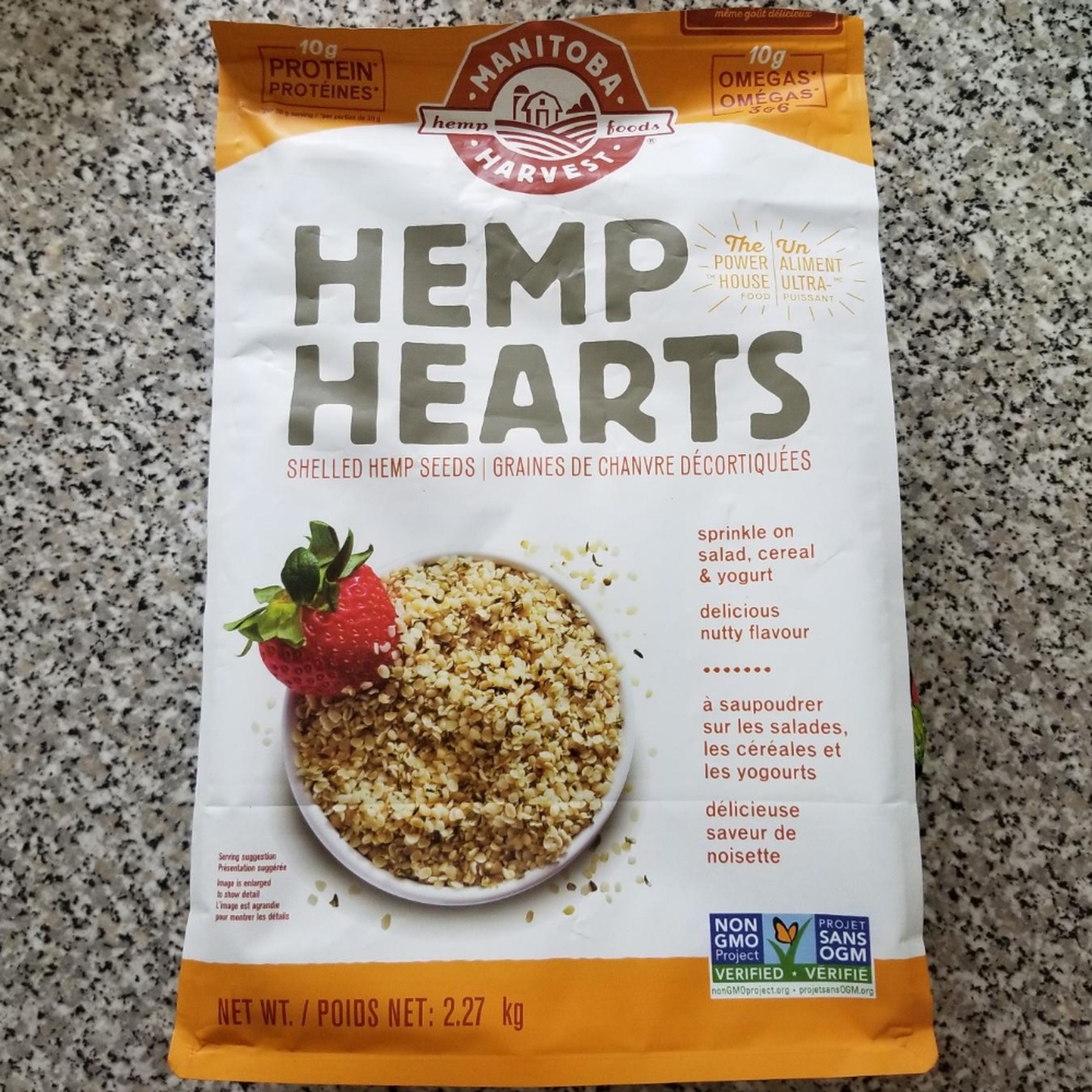 Add 150g hemp hearts to mixing bowl. I generally get the large 2.27 kg bag from Whole Foods when it goes on sale (they have an organic version that costs a bit more). Regular version also available at Costco.