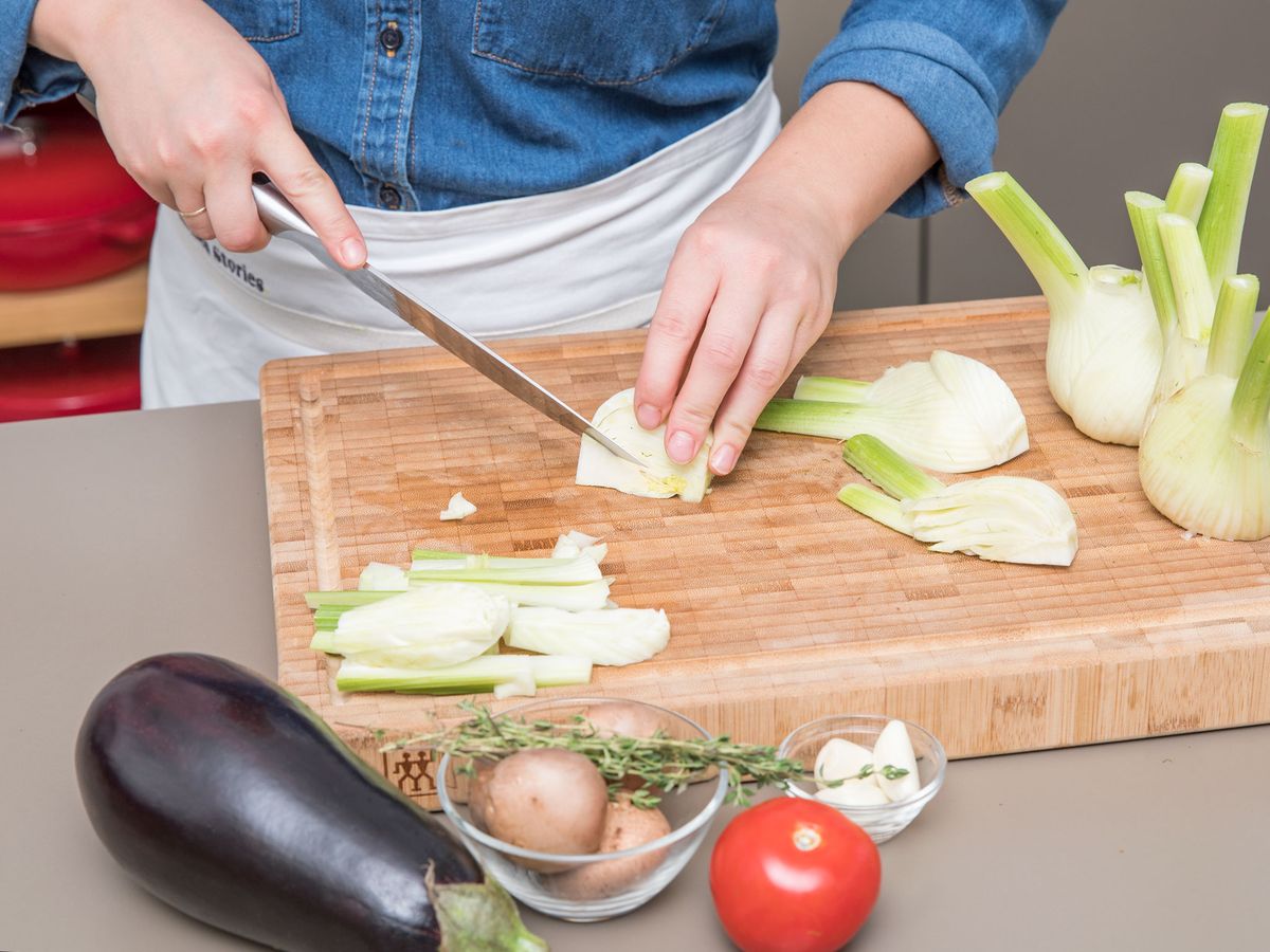 Chicken with fennel, eggplant, and turmericscented rice Recipe