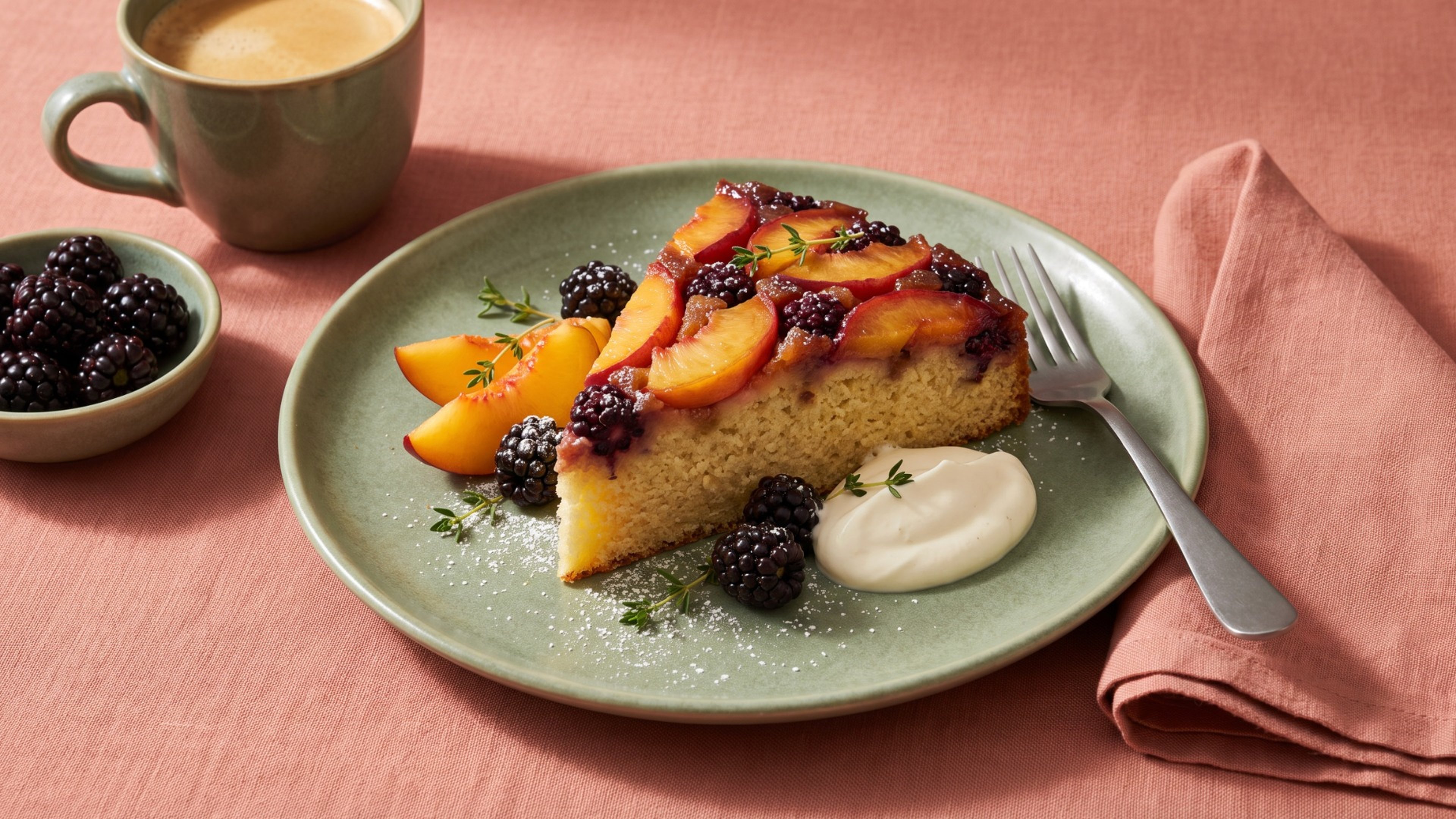 Überraschung auf dem Kuchenteller: Upside-Down-Kuchen mit Nektarinen und Brombeeren