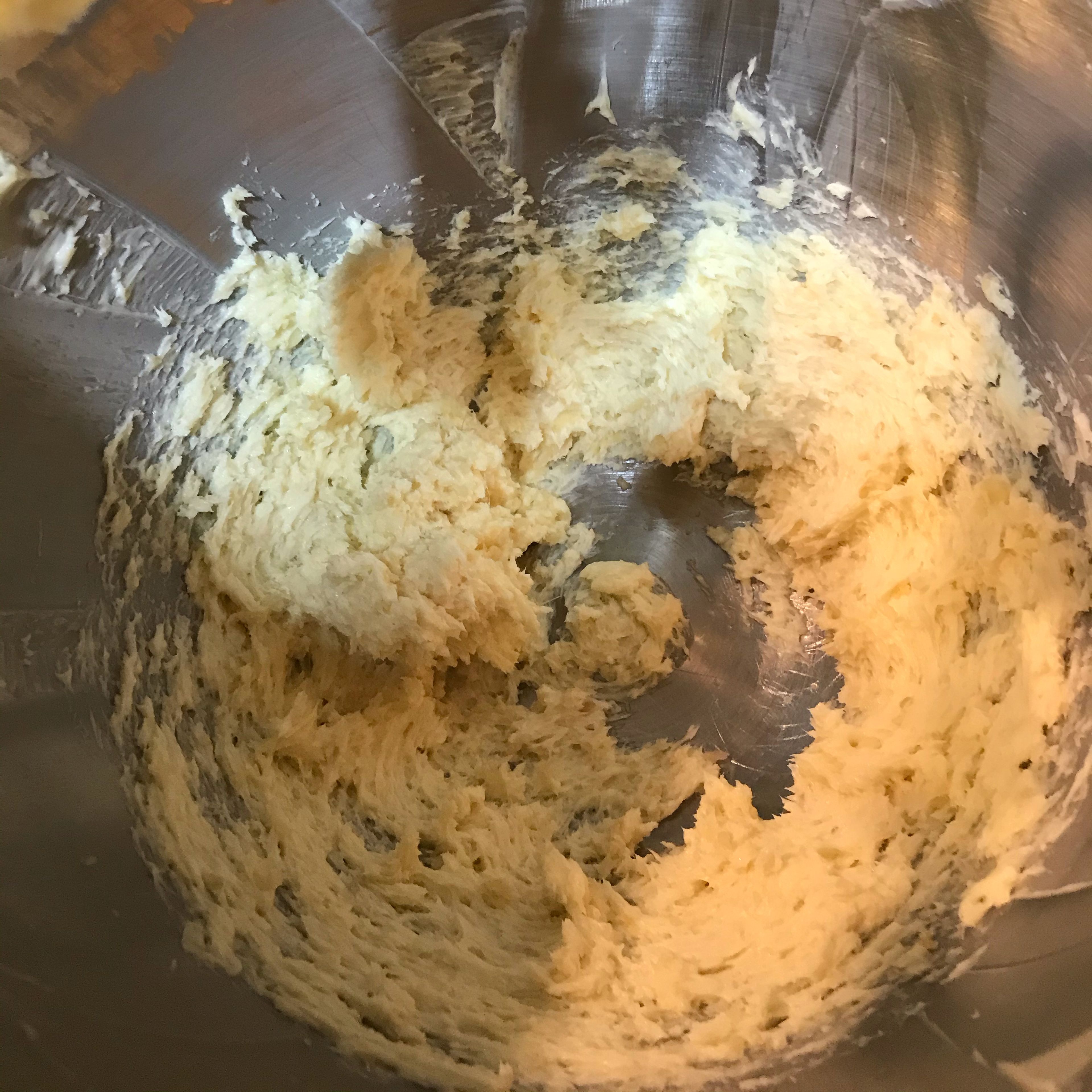 We are going to cream the butter with the ginger. Make sure the butter is soft. Mix the butter and the grated ginger on low speed for 2 minutes. If you don’t have a mixer, you can use a wooden spoon or silicone spatula, mix the butter and ginger in a large bowl until creamy and well blended.