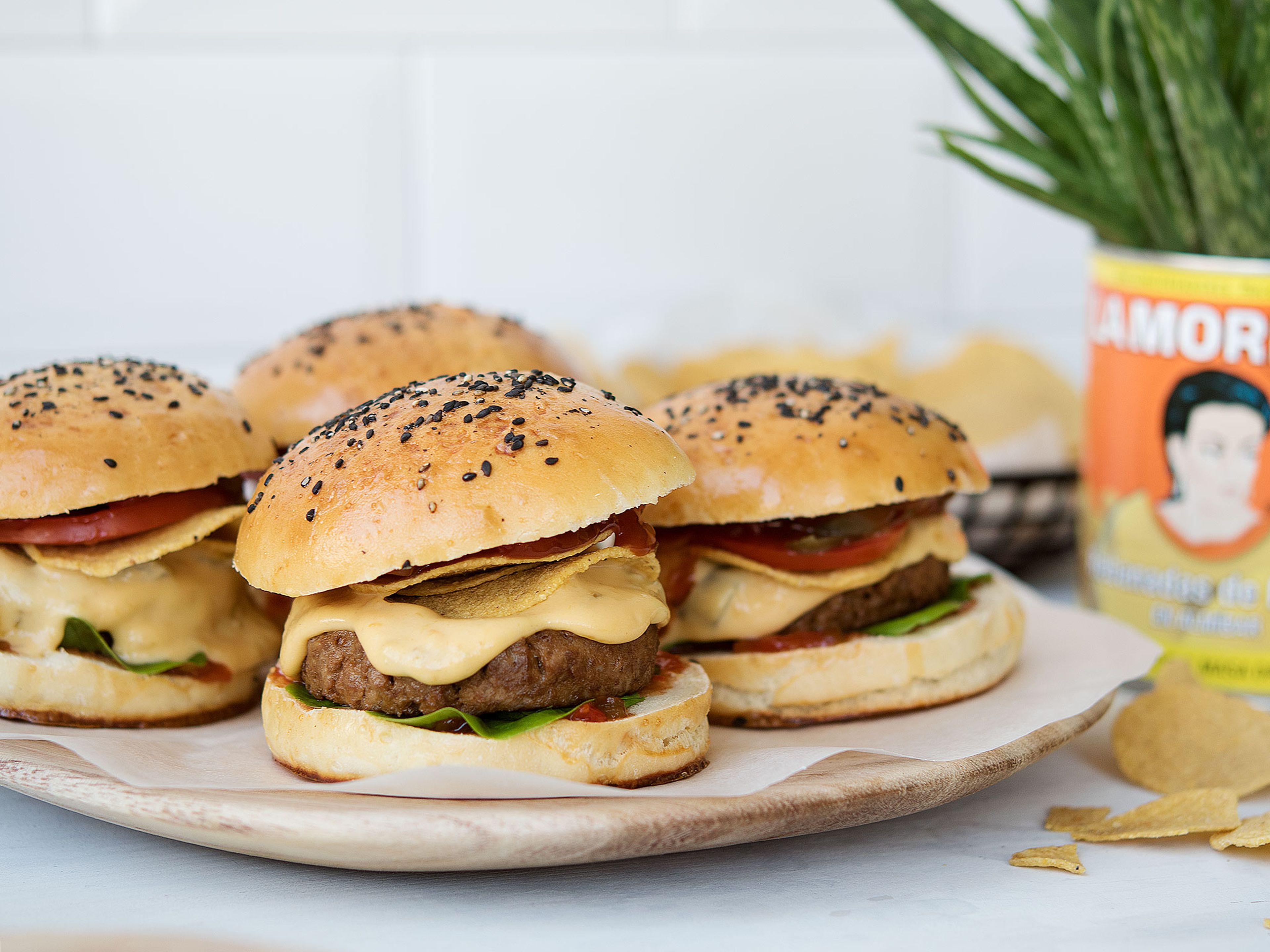 Vegetarian nacho burger