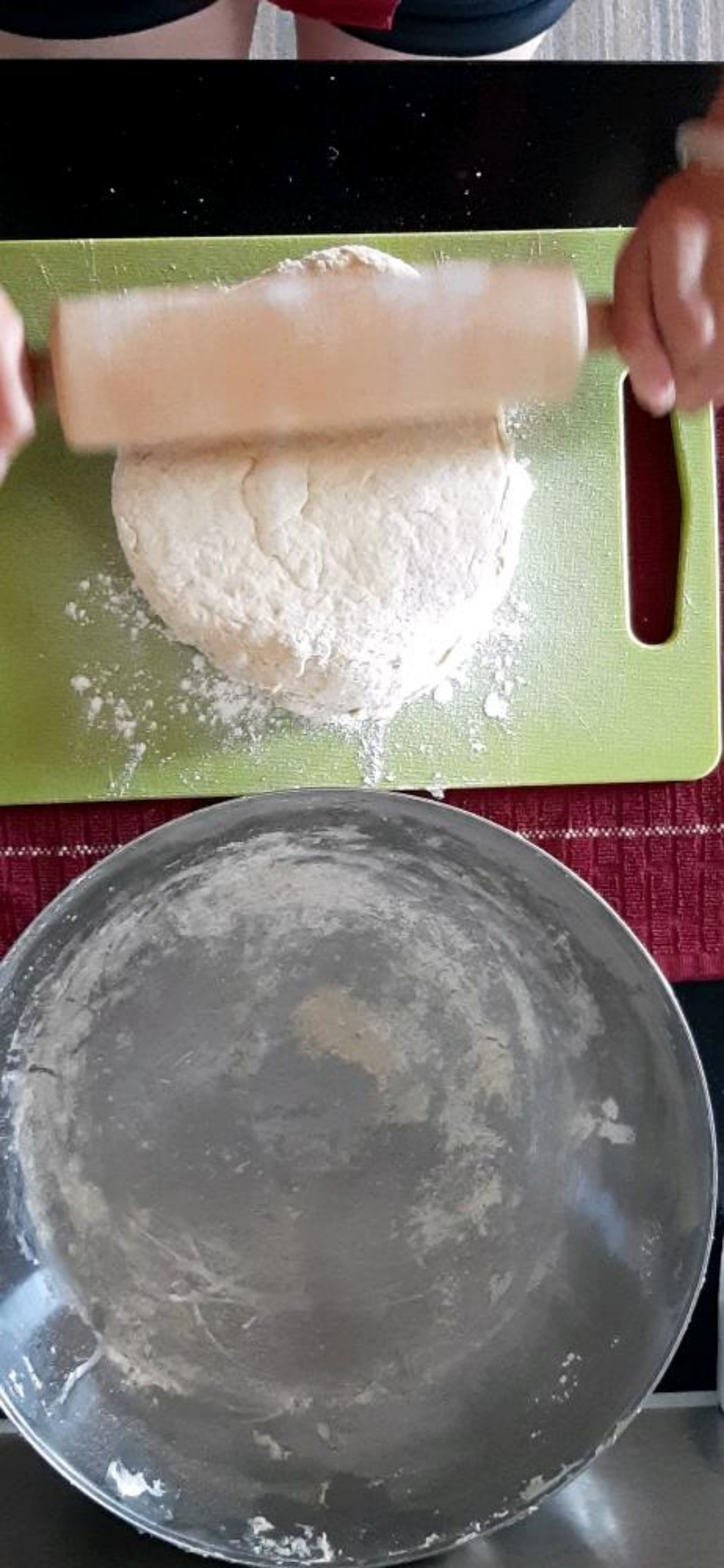 Roll dough to about 2-3cm thick.