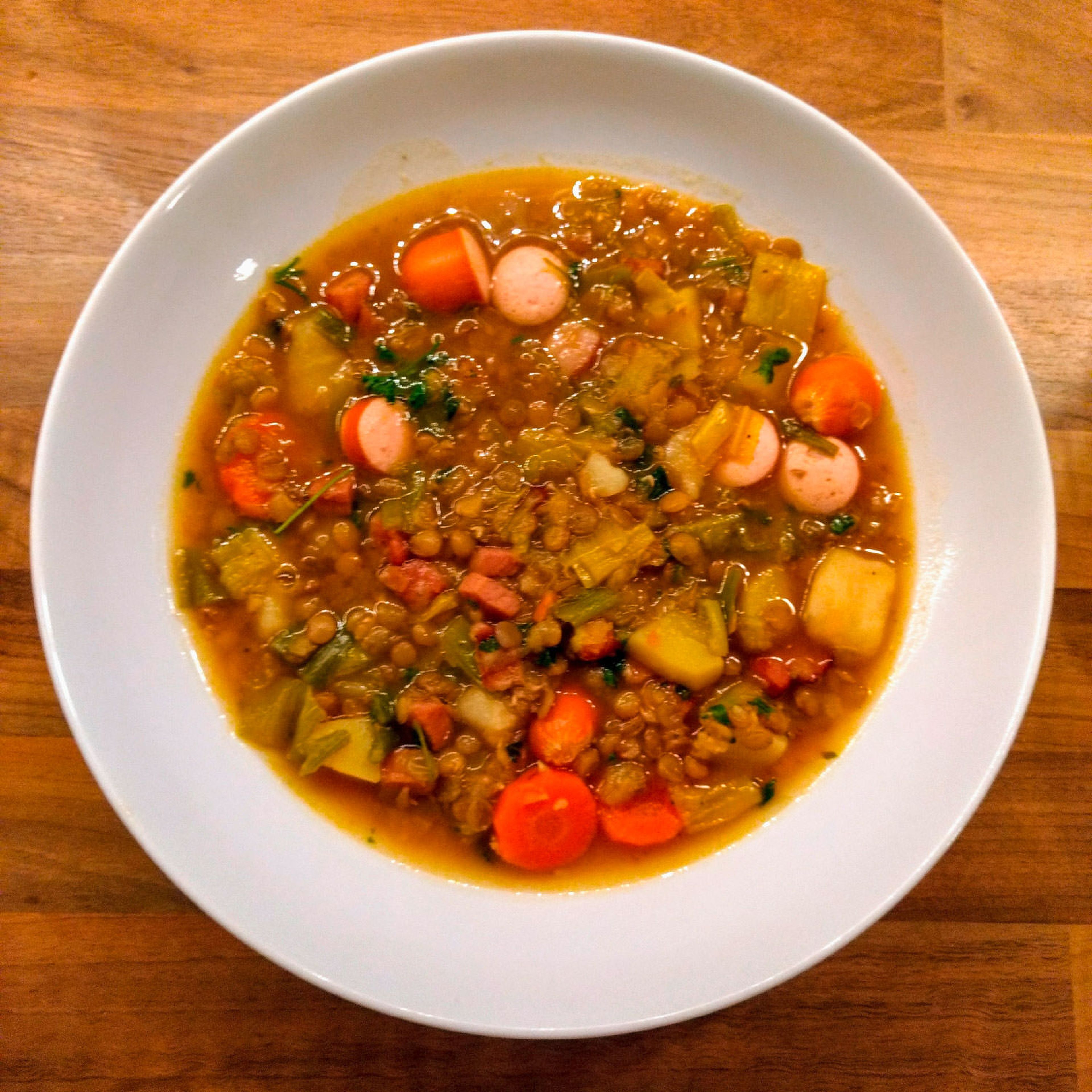 Lentil stew with sausages