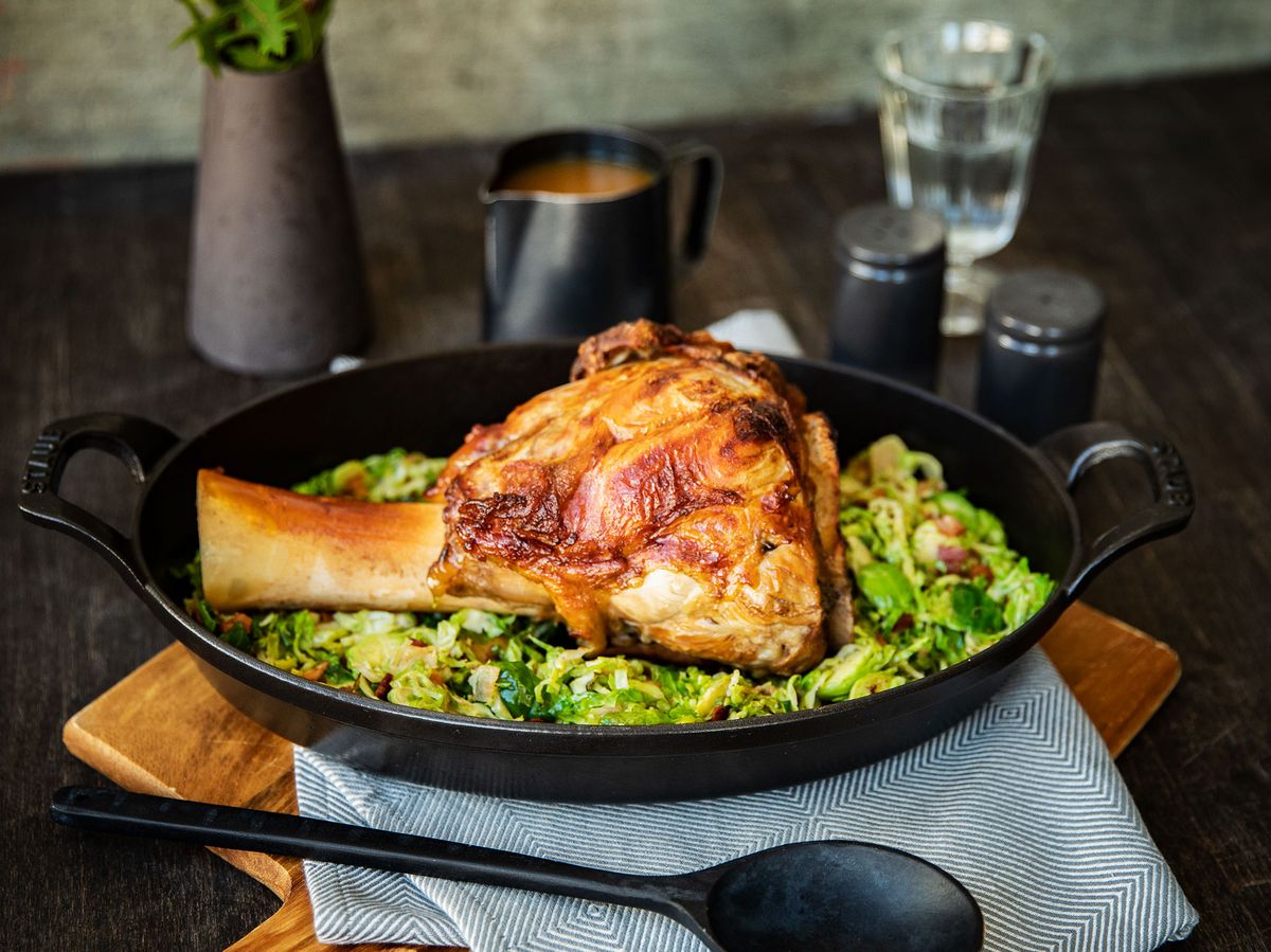 Roasted veal knuckle with shaved Brussels sprouts | Recipe | Kitchen ...