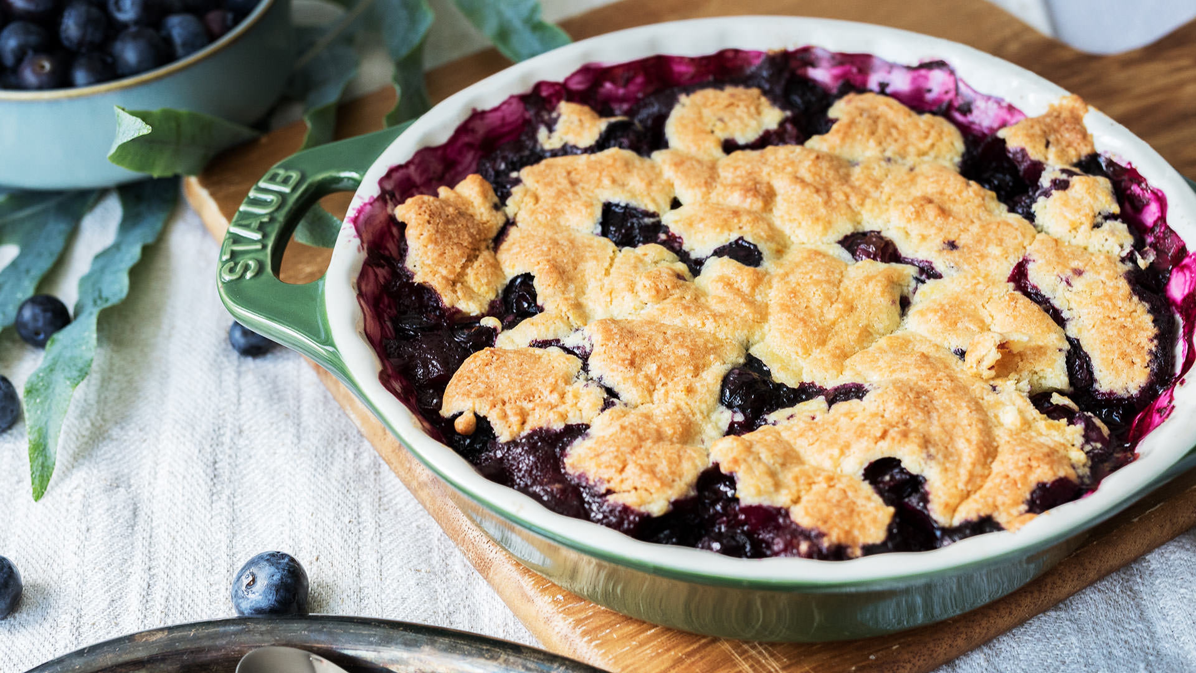 Blueberry cobbler with vanilla ice cream