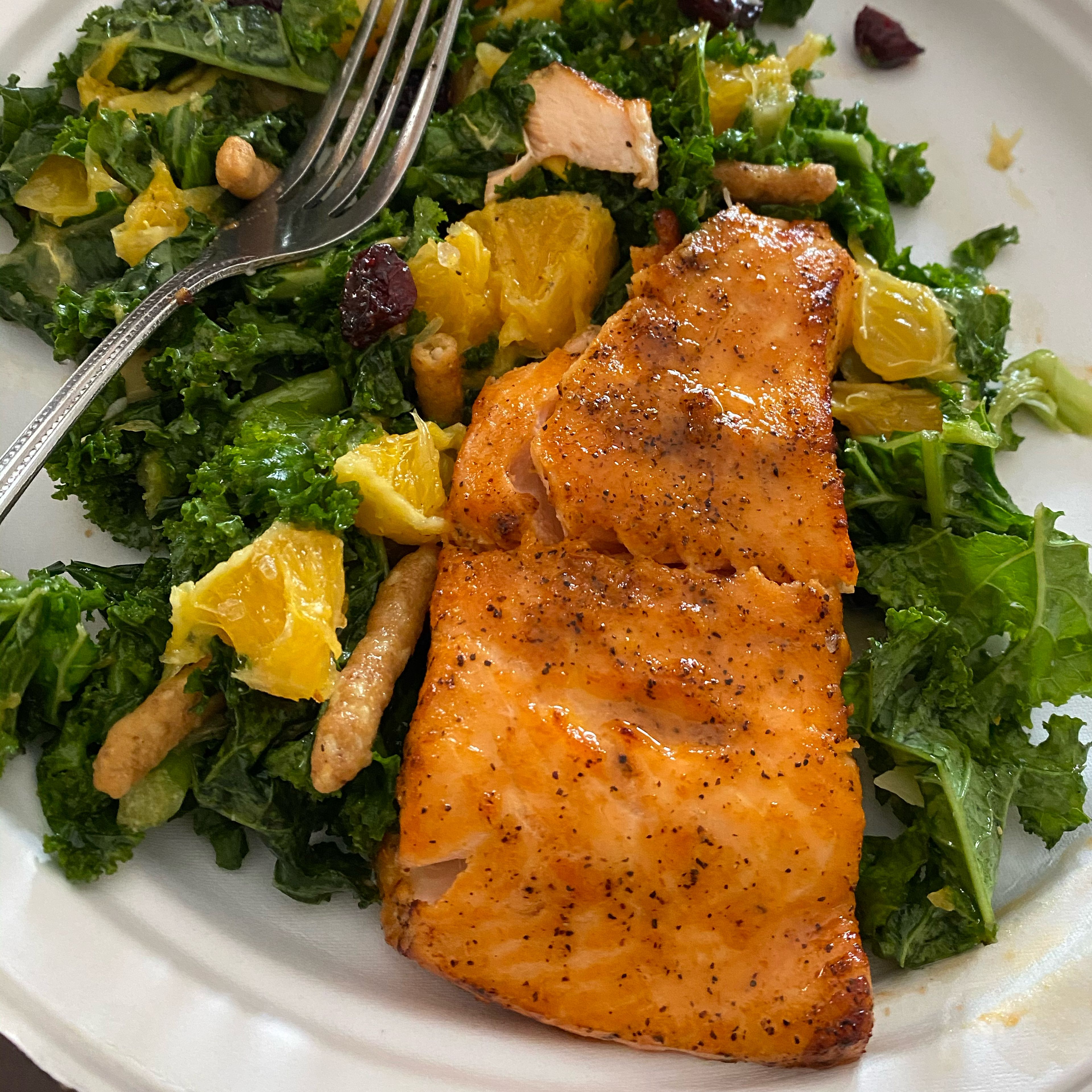 Ginger Maple Salmon with Citrus Kale Salad