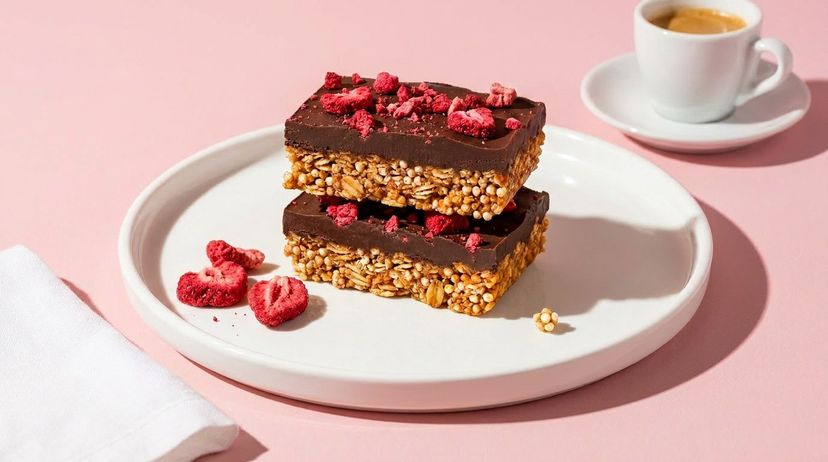 Erdbeeren, Schokolade und Quinoa werden zu einem Power-Snack für deine Pause