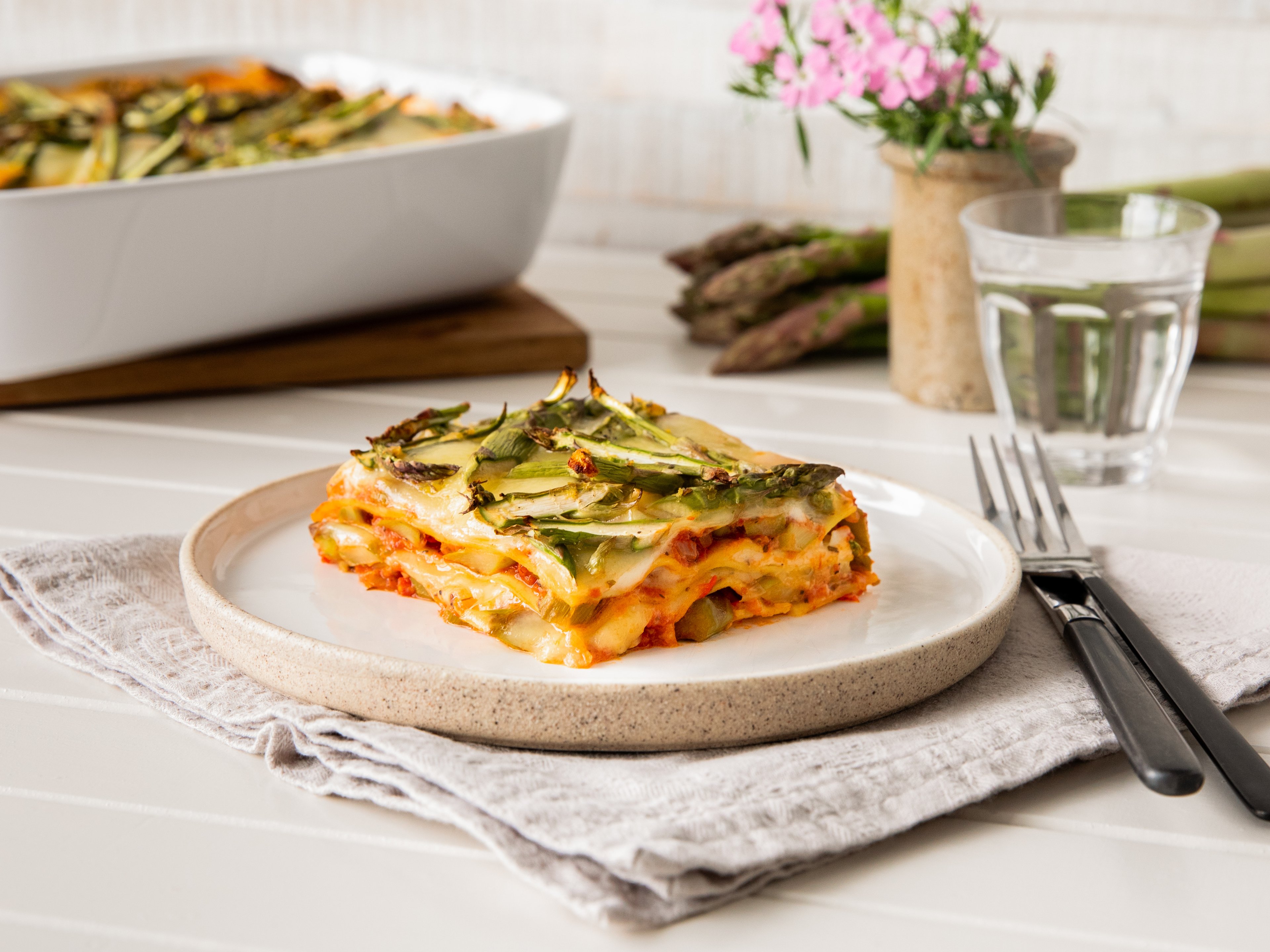 Vegetarische Lasagne mit Spargel