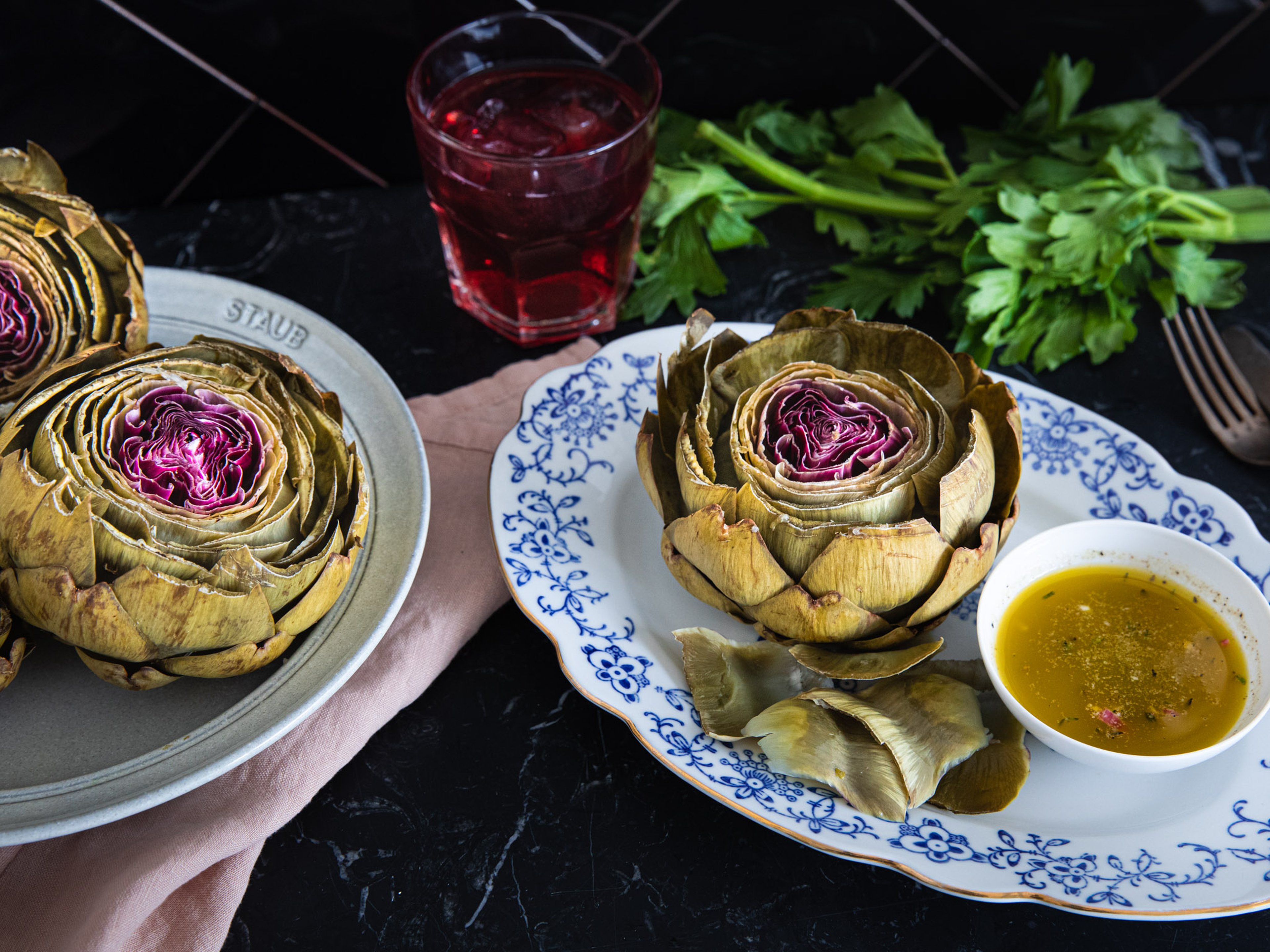 Artichokes with lemony vinaigrette