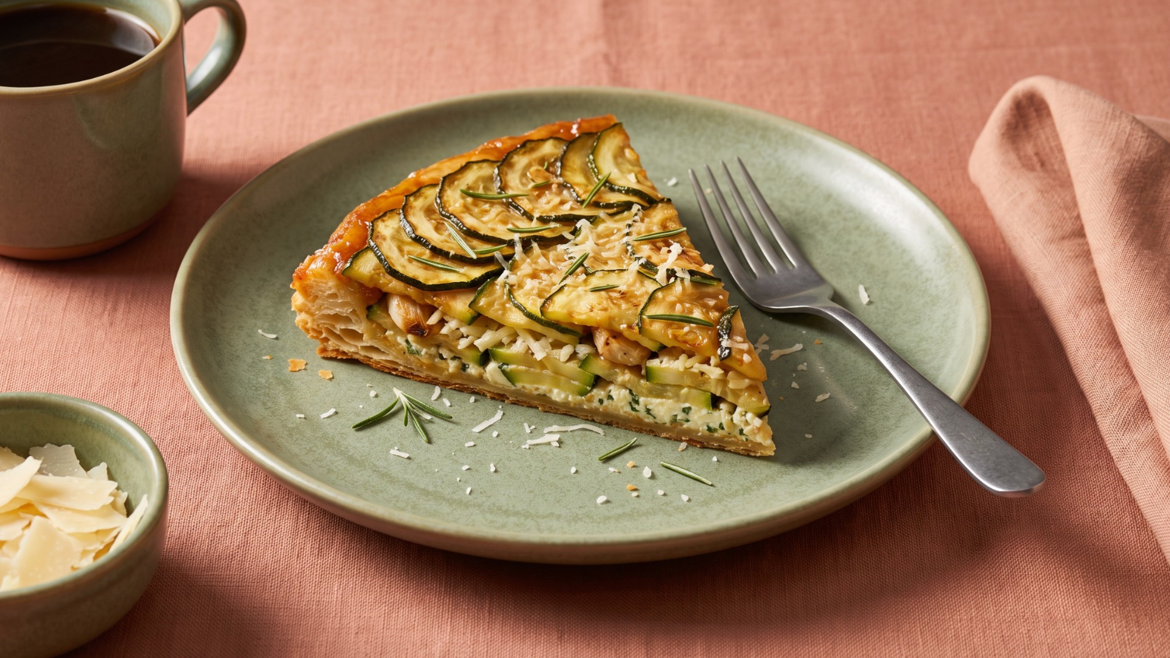 Herzhafte Zucchini-Tarte-Tatin mit Parmesan und Blätterteig