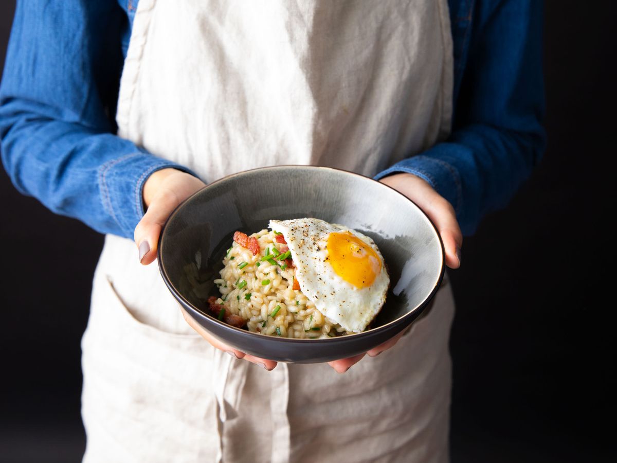 5-ingredient bacon and egg risotto | Recipe | Kitchen Stories