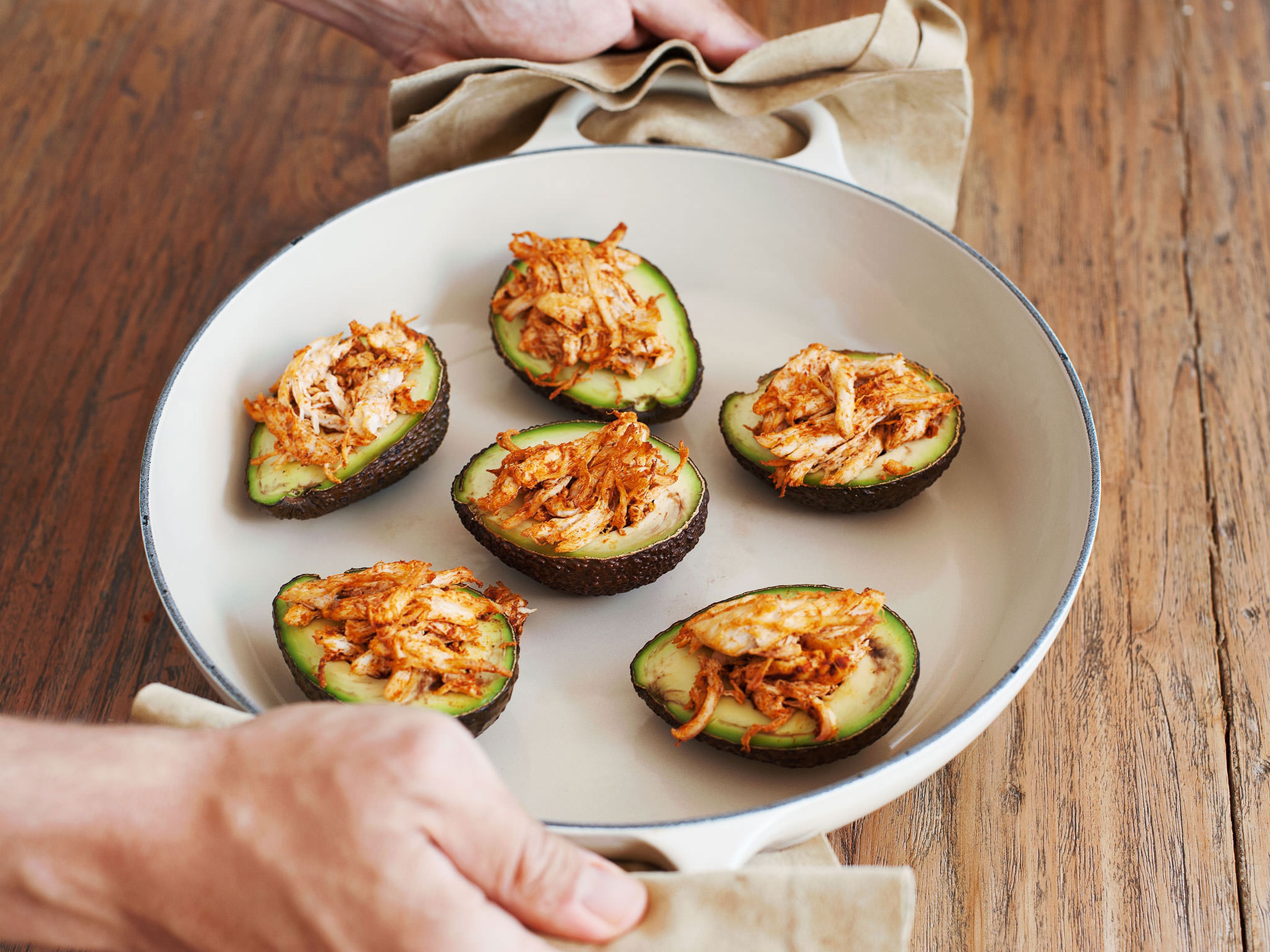 Pulled chicken stuffed avocado