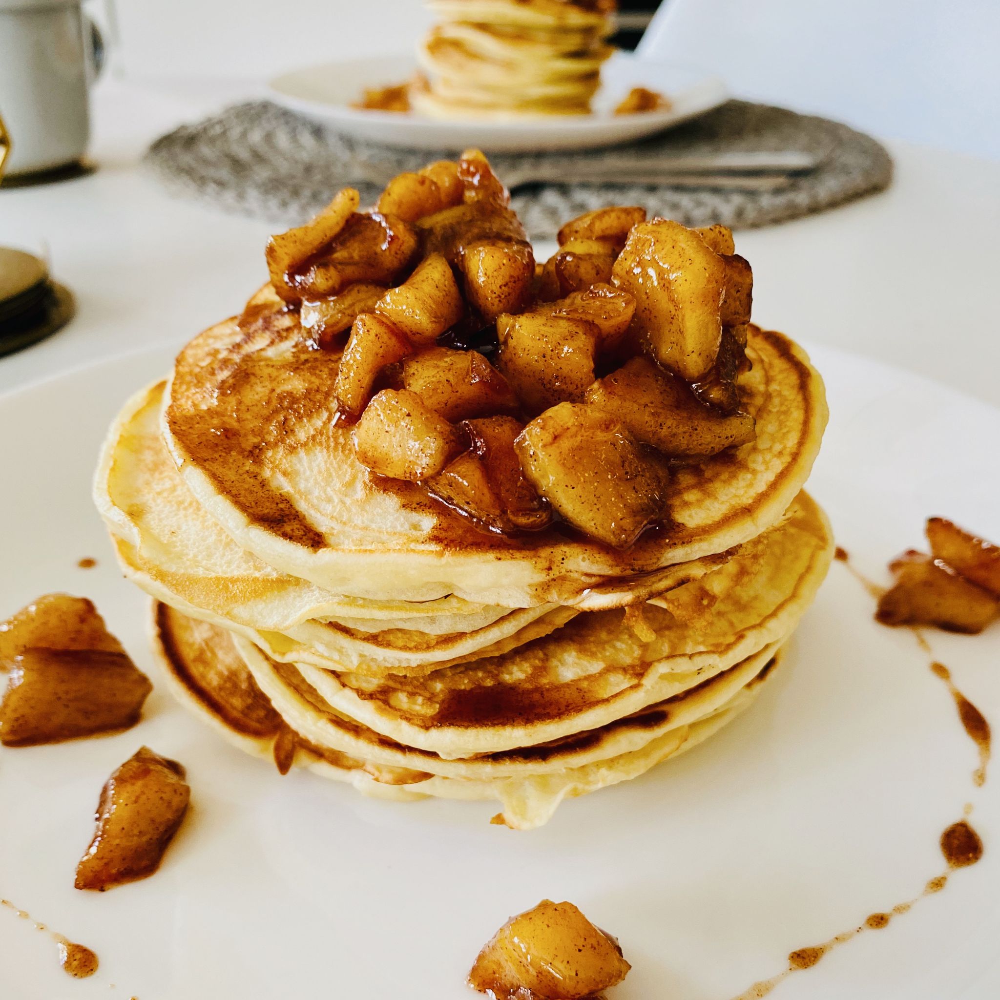 Natural Yoghurt Pancakes with Caramelised Apples | Recipe | Kitchen Stories