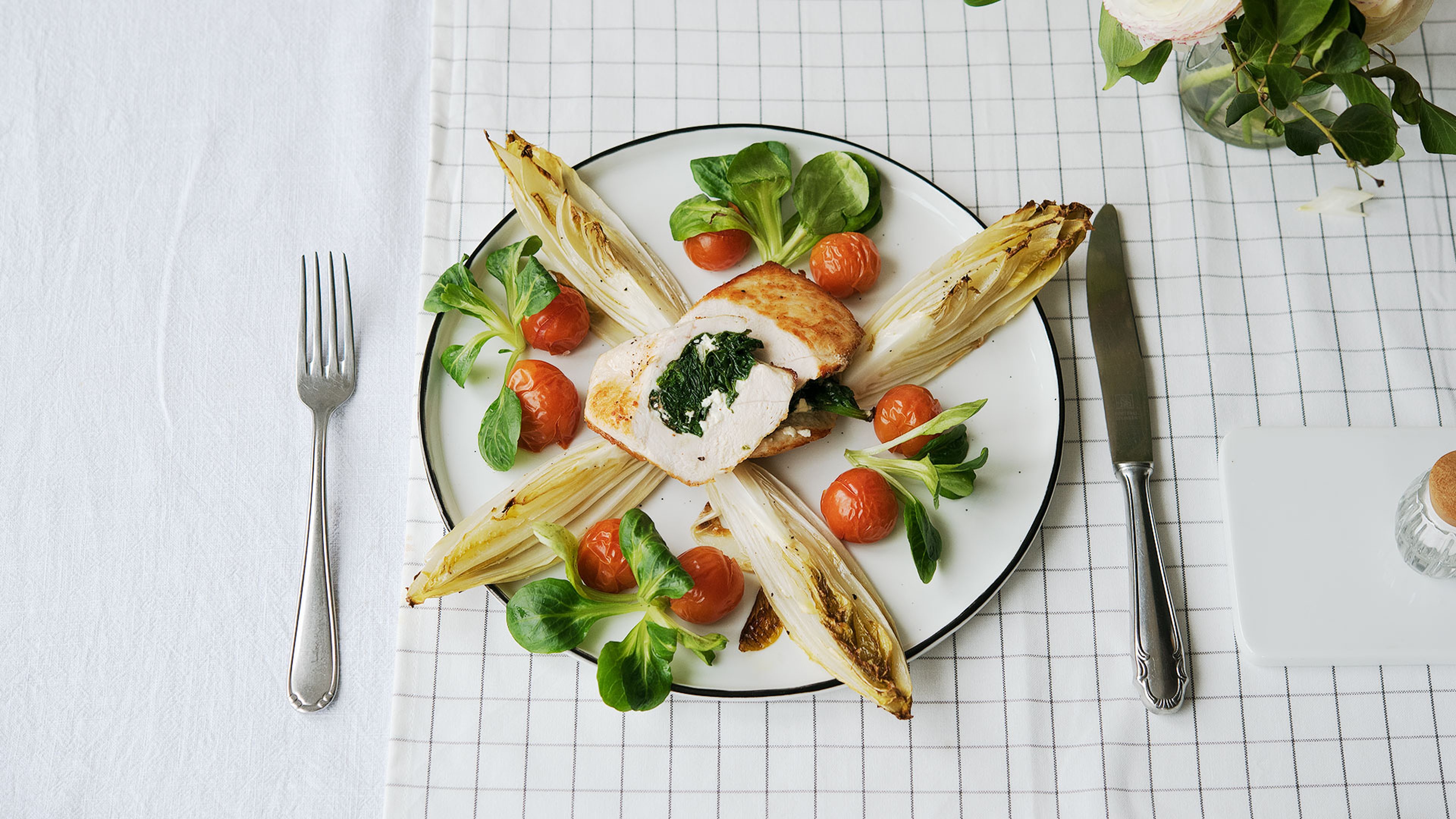 Gefüllte Hähnchenbrust mit Feta und Spinat