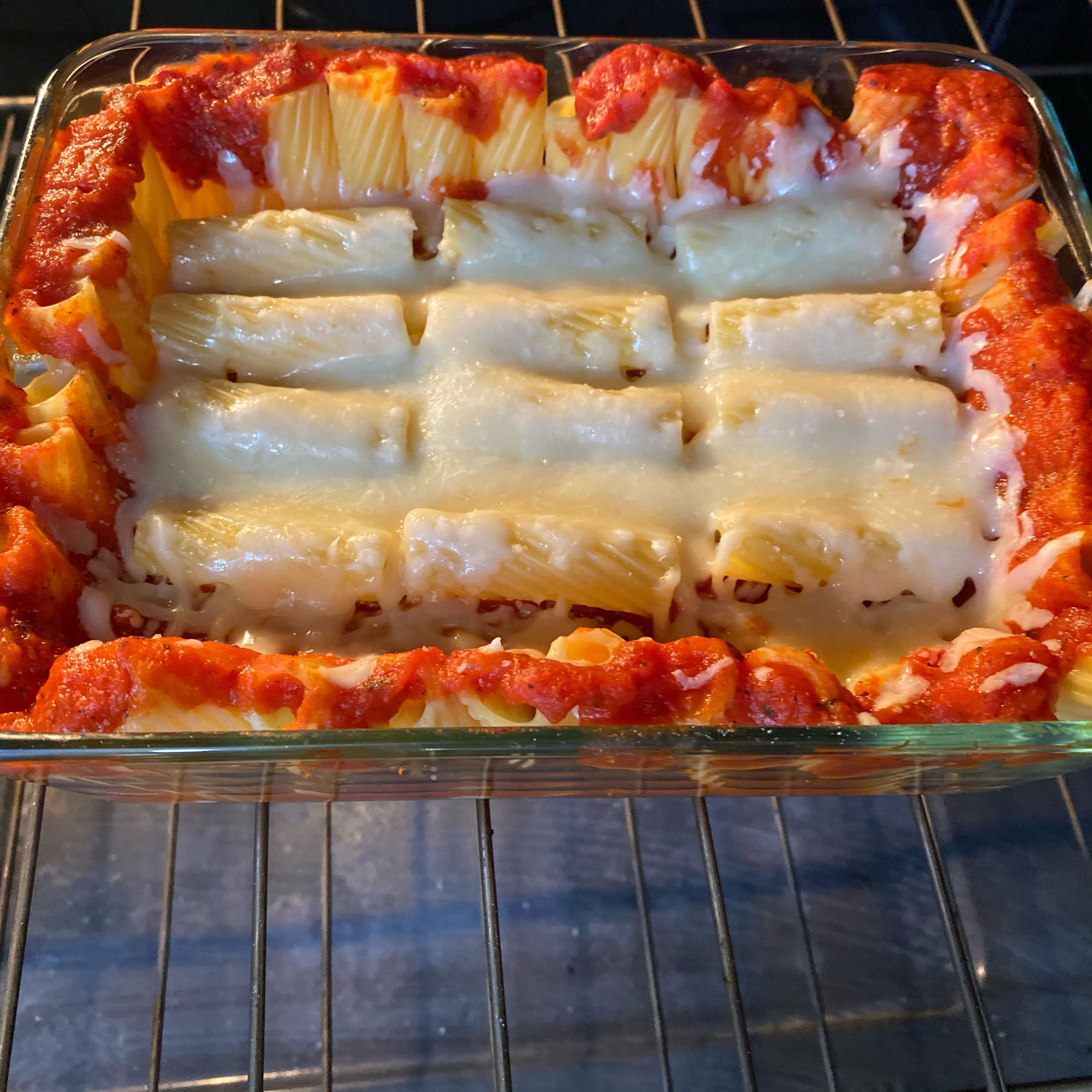 Then pre heat the oven to 400 degrees and put it in till it bubbles and all the cheese melts
