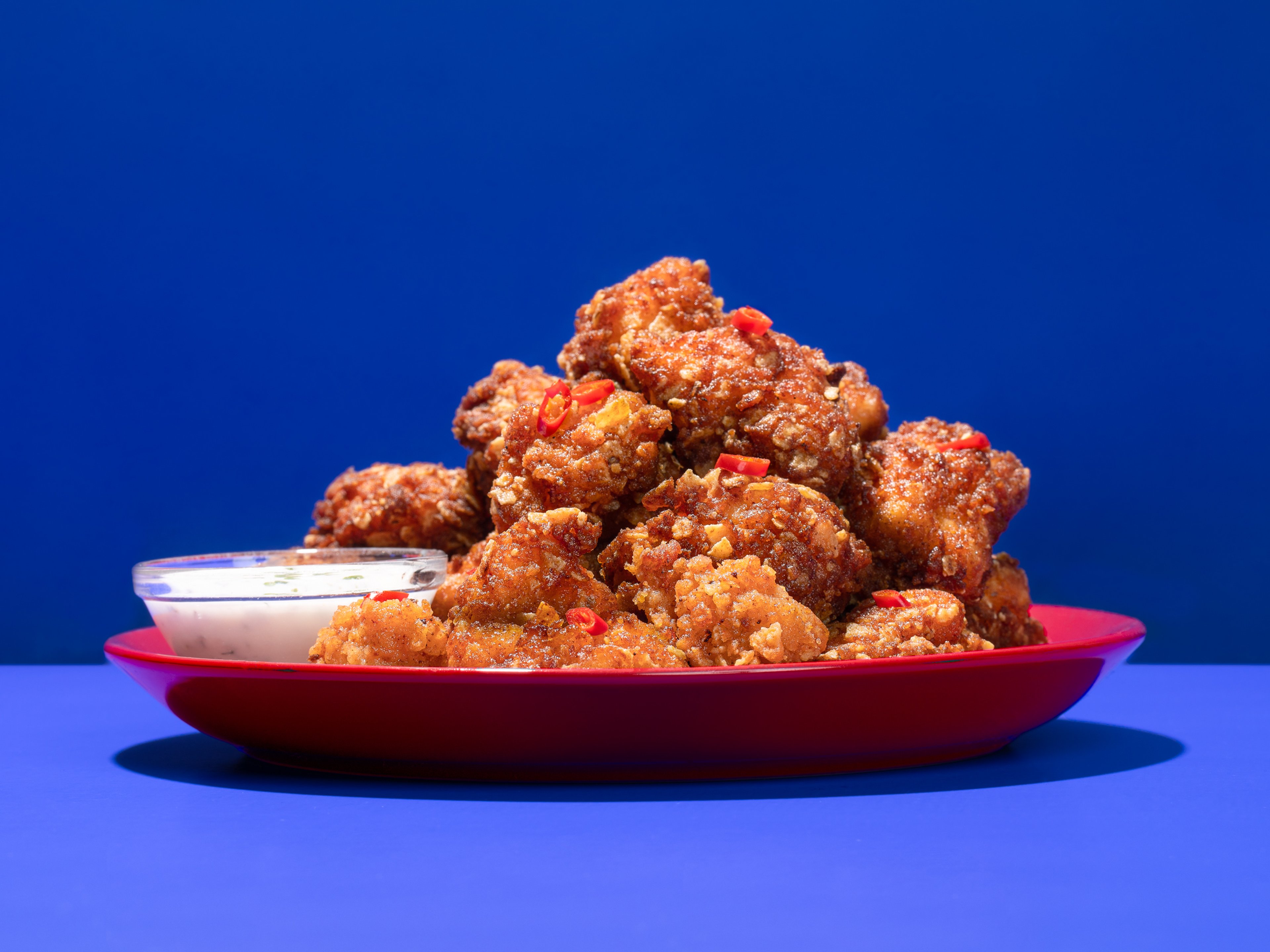 Popcorn Chicken mit Ranch Dressing