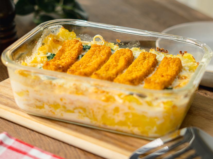 Veganer Fischstäbchen Auflauf