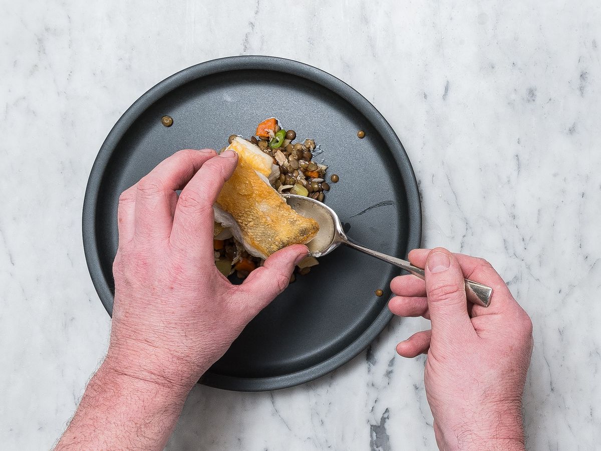 Zanderfilet mit Linsengemüse | Rezept | Kitchen Stories