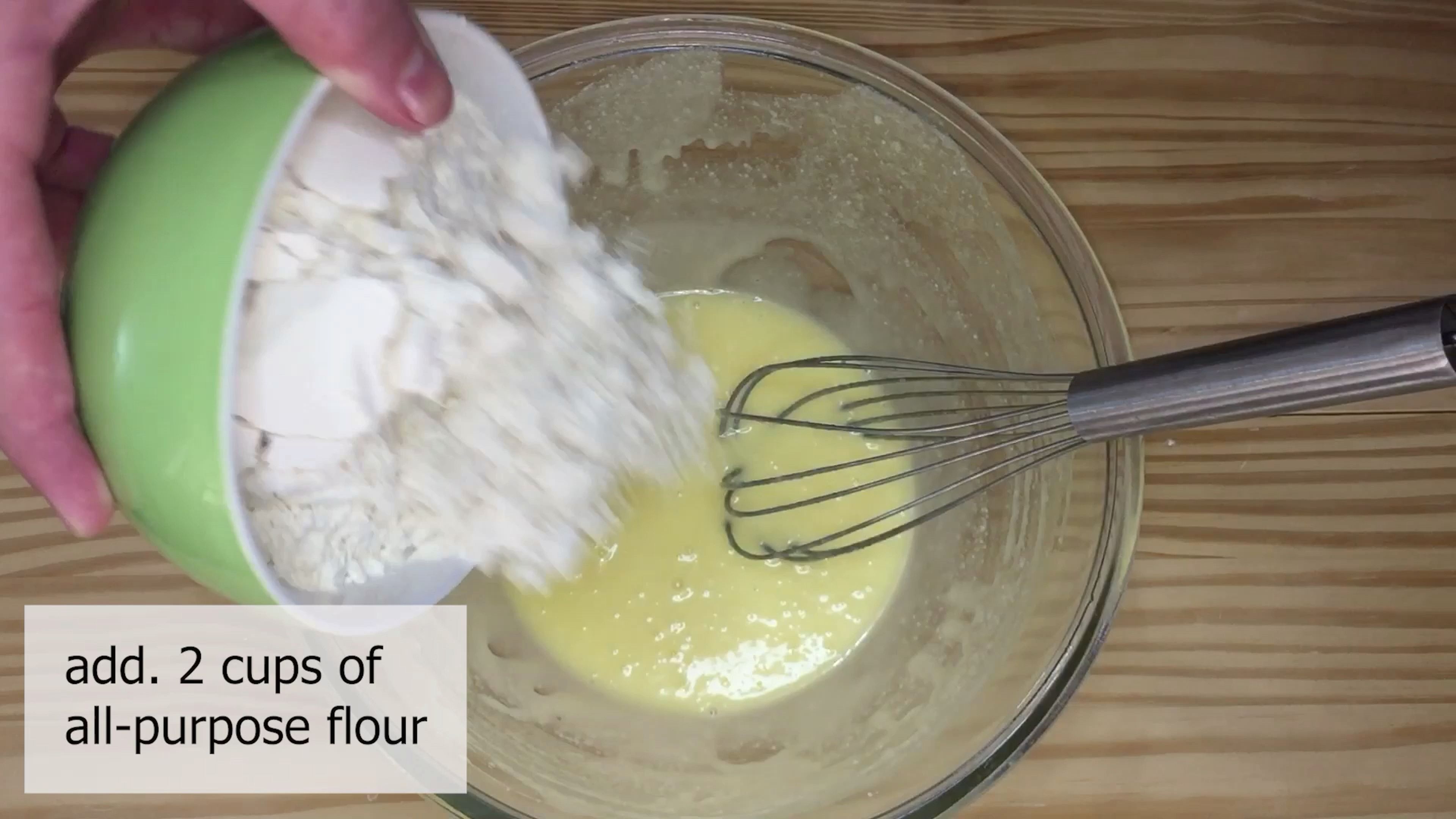 Then add the flour, milk, active dry yeast and mix all ingredients until smooth.