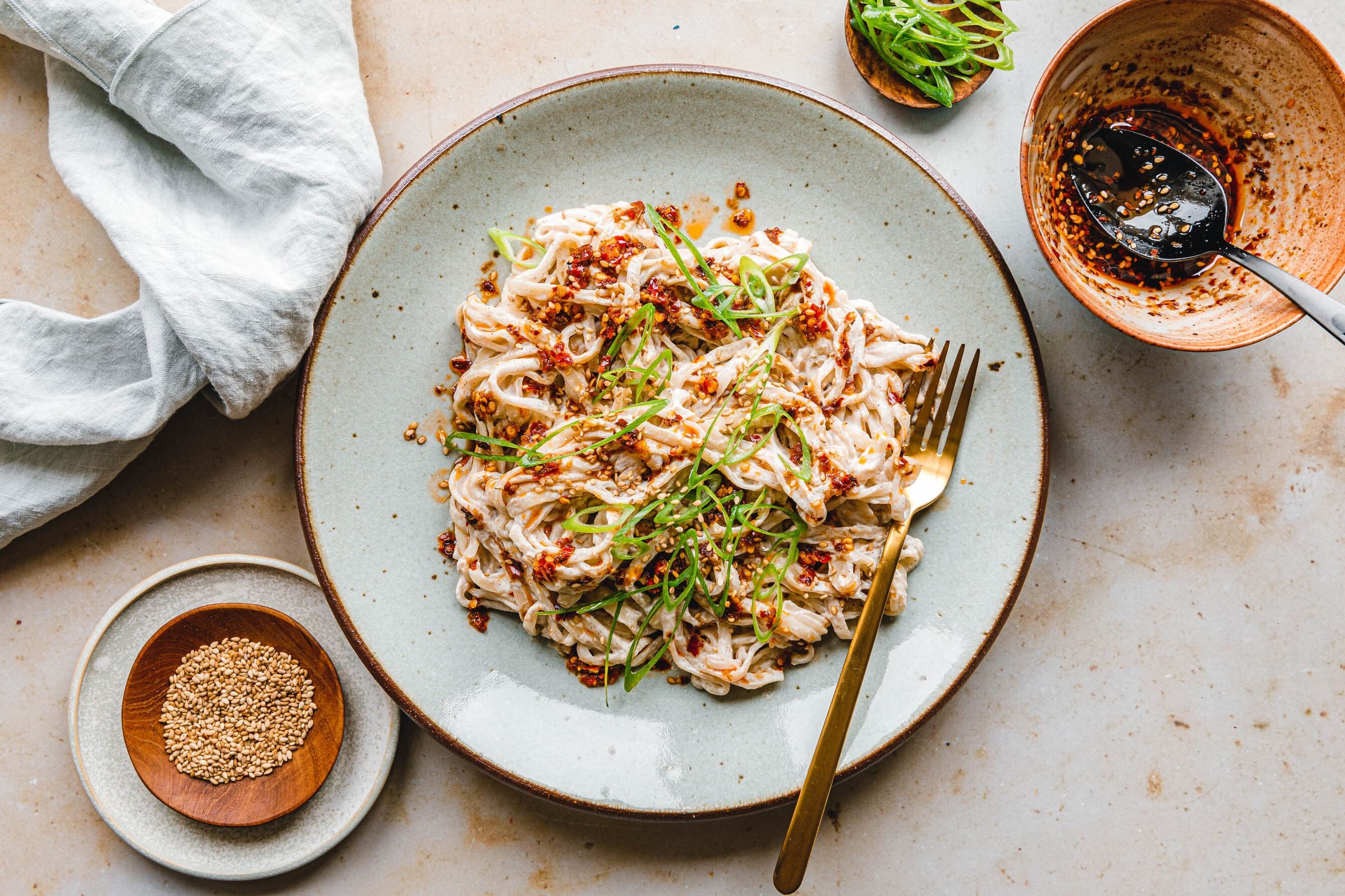 Quick creamy tofu noodles