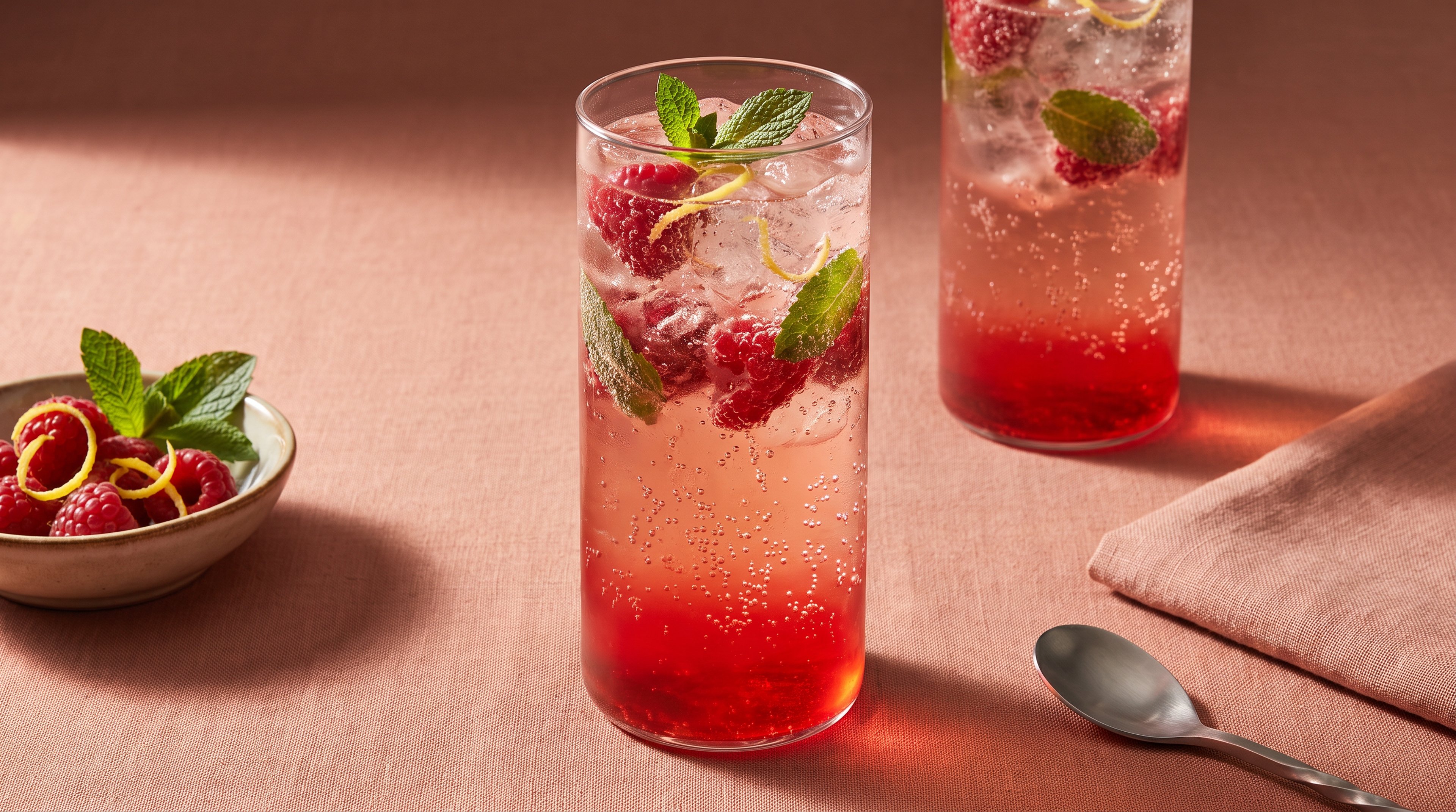 Himbeer-Rosé-Spritz mit Wermut und frischer Minze
