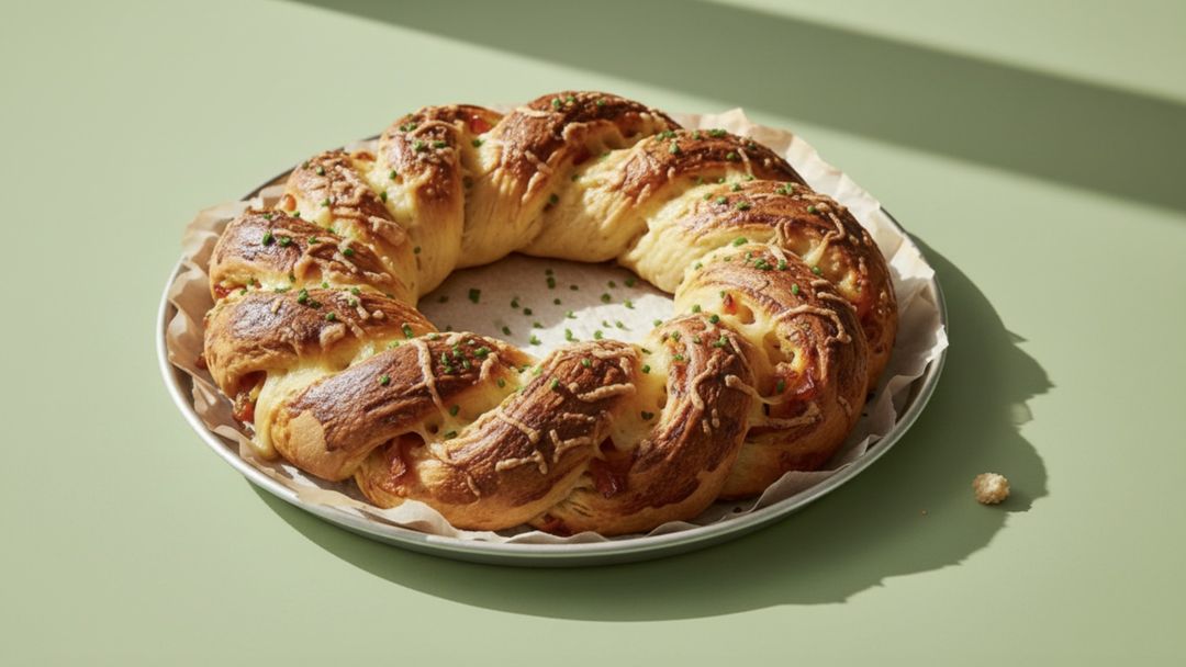Herzhafter Brotkranz mit karamellisierten Zwiebeln und Bergkäse