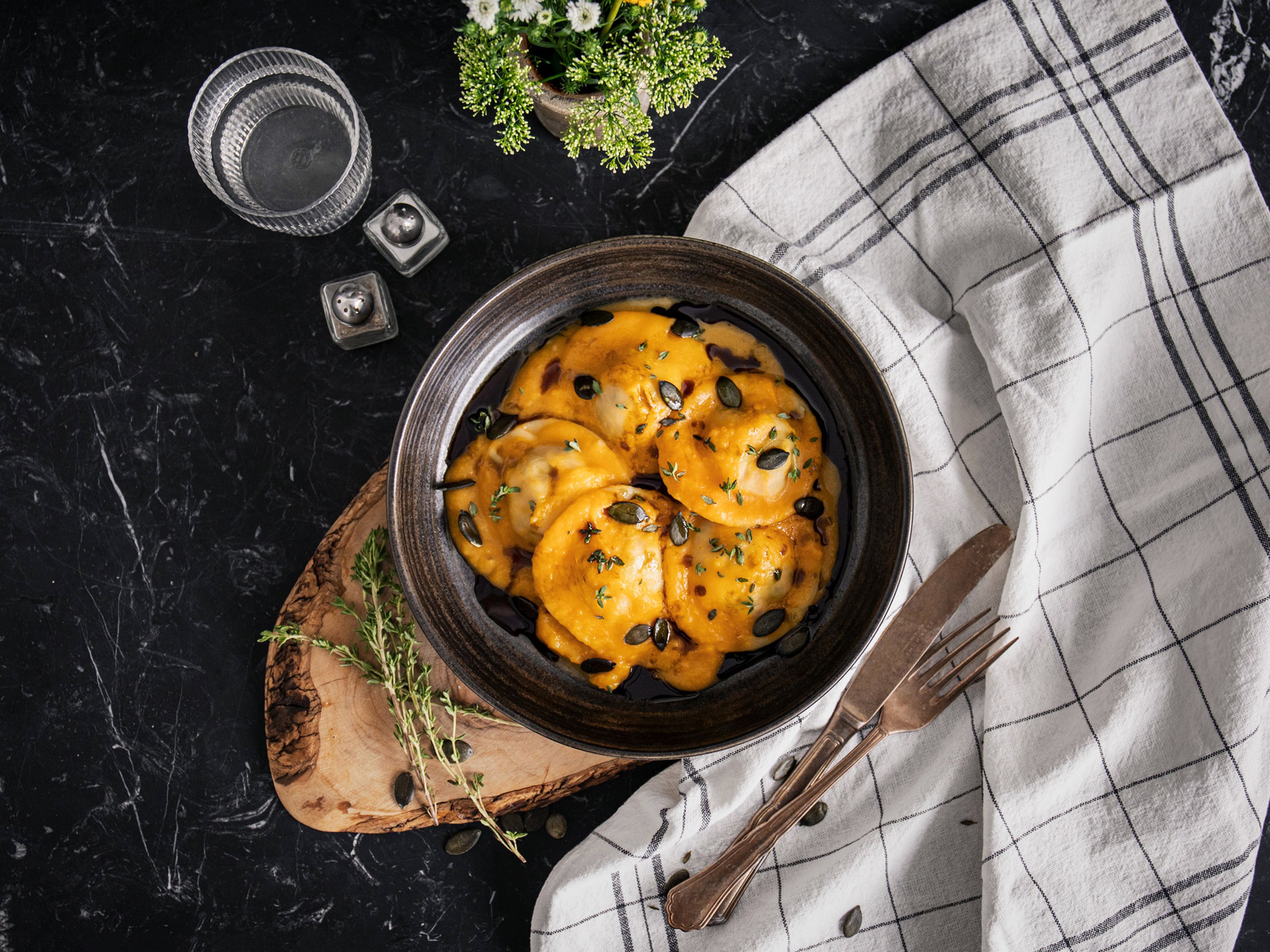 Homemade butternut squash ravioli