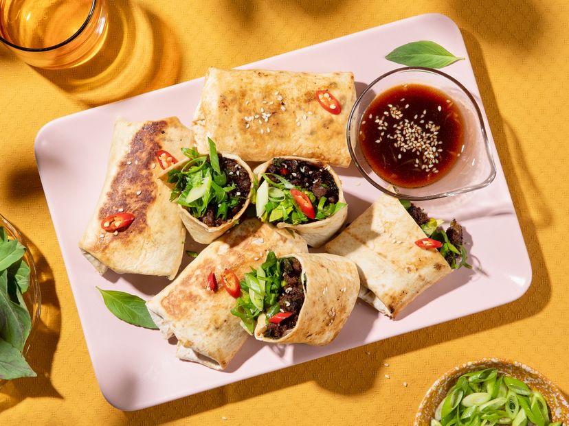 Thai basil beef rolls