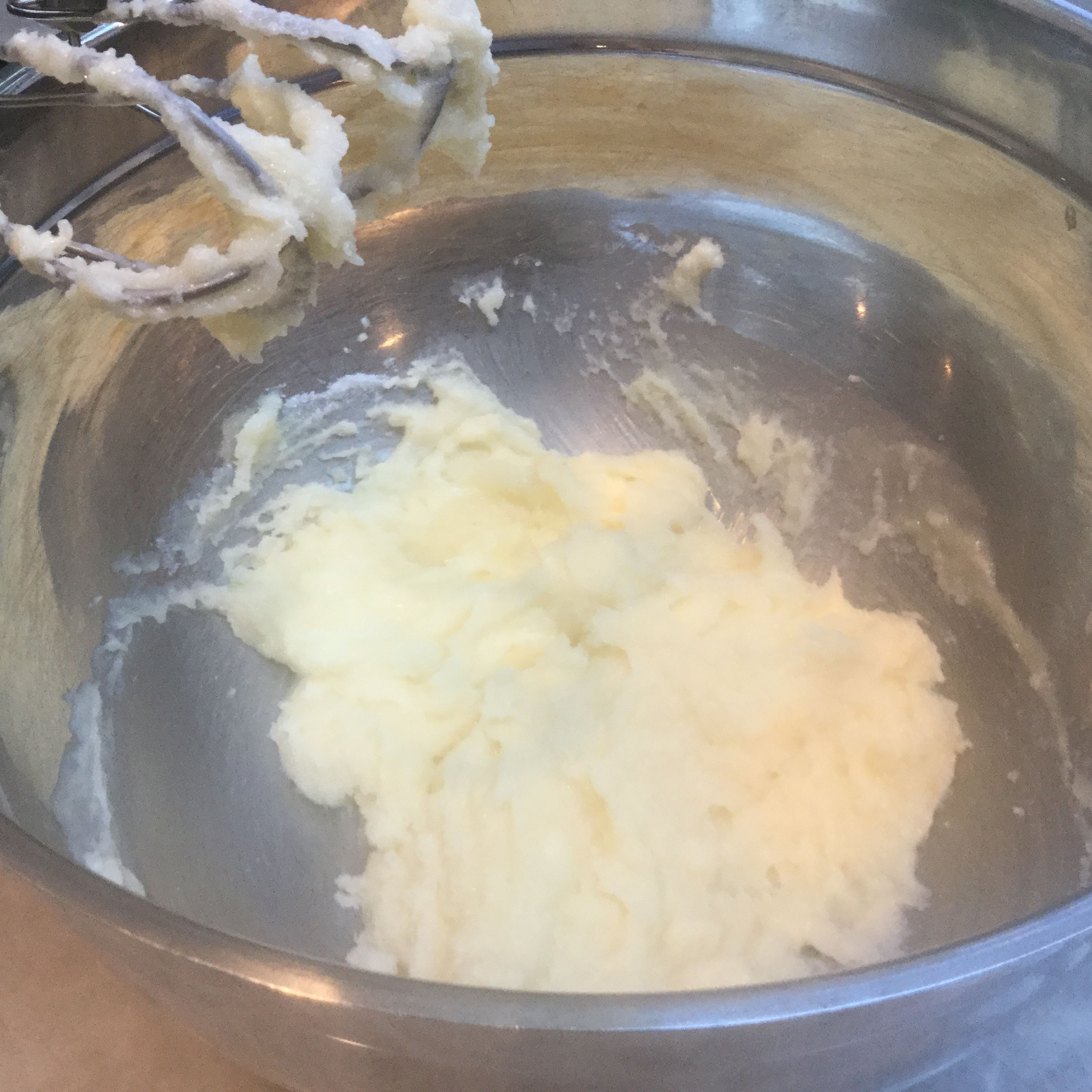 In a large mixing bowl combine butter and sugar in till fluffy.