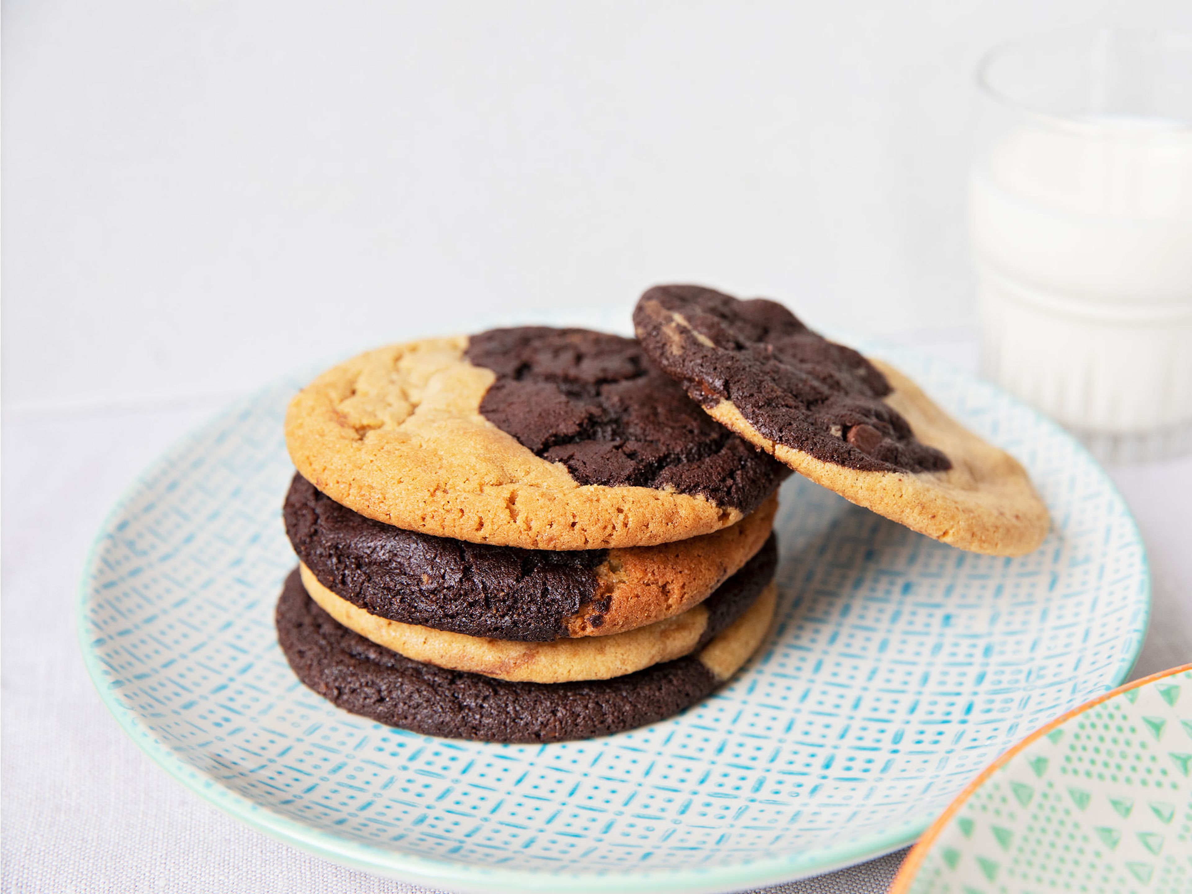 Half-and-half cookies with peanut butter