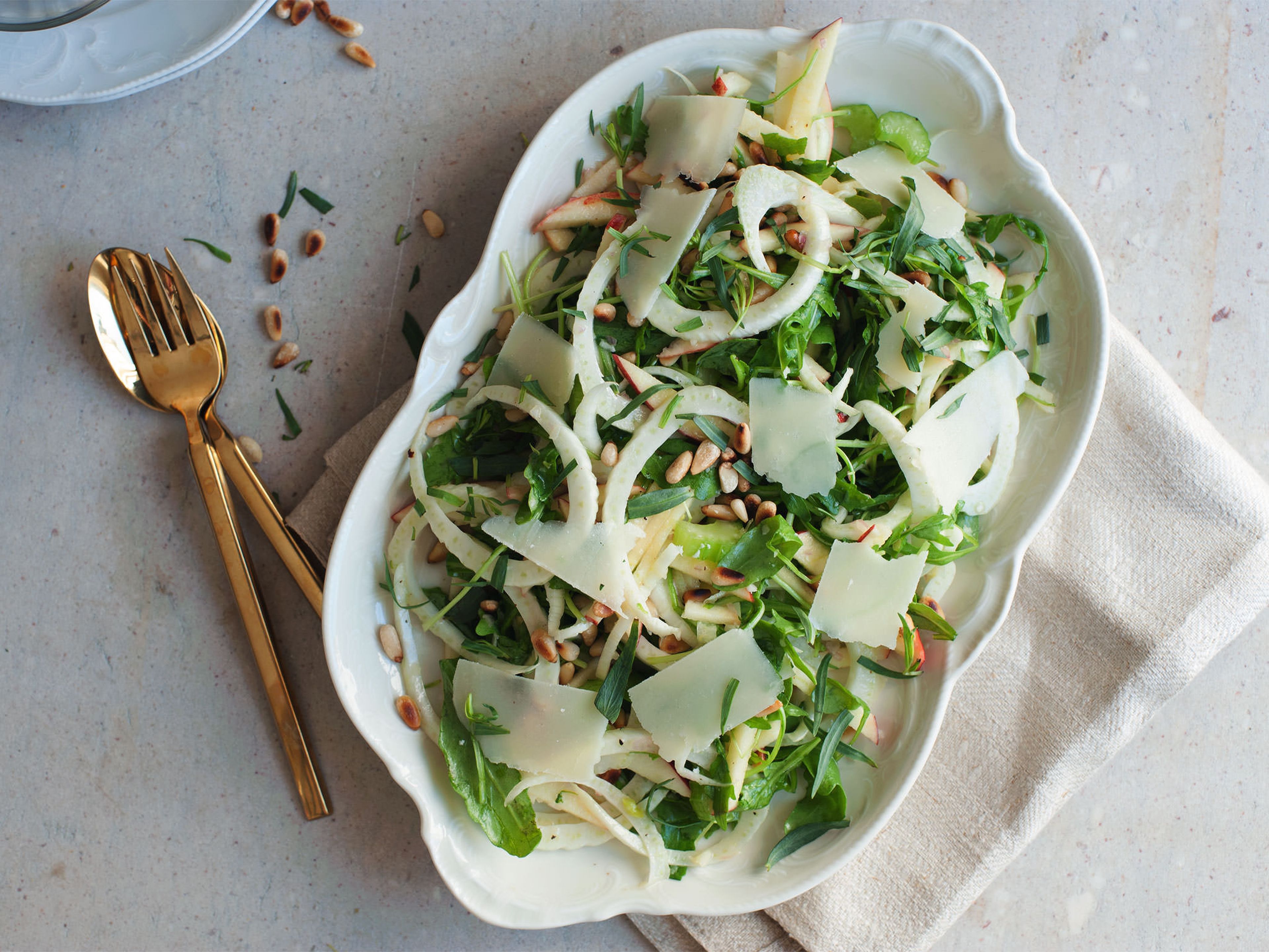 Fennel, arugula, and apple salad